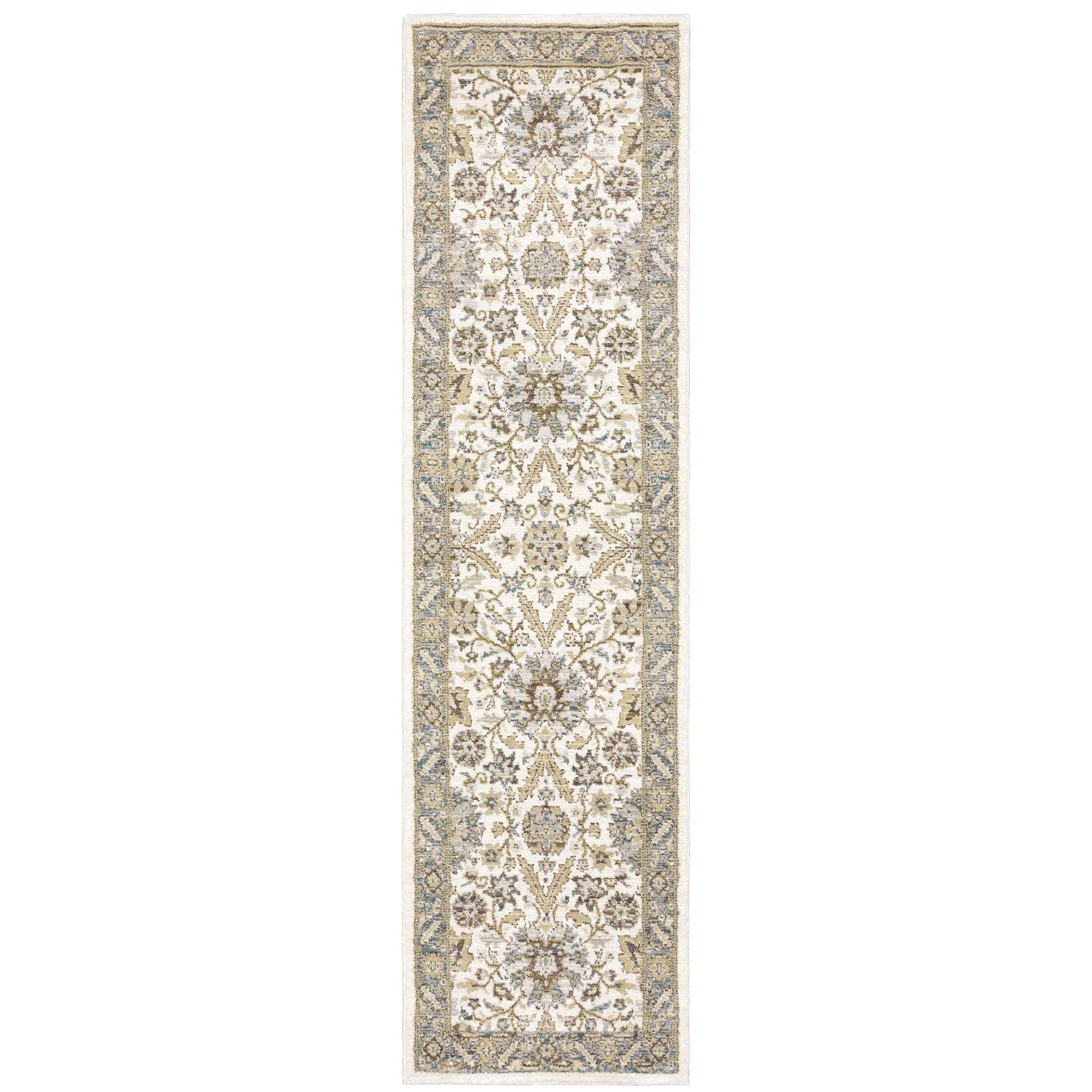 Andorra 8918I Stone/Ivory Area Rug, stone ivory modern traditional area rug with serene vintage-inspired pattern and dense pile.