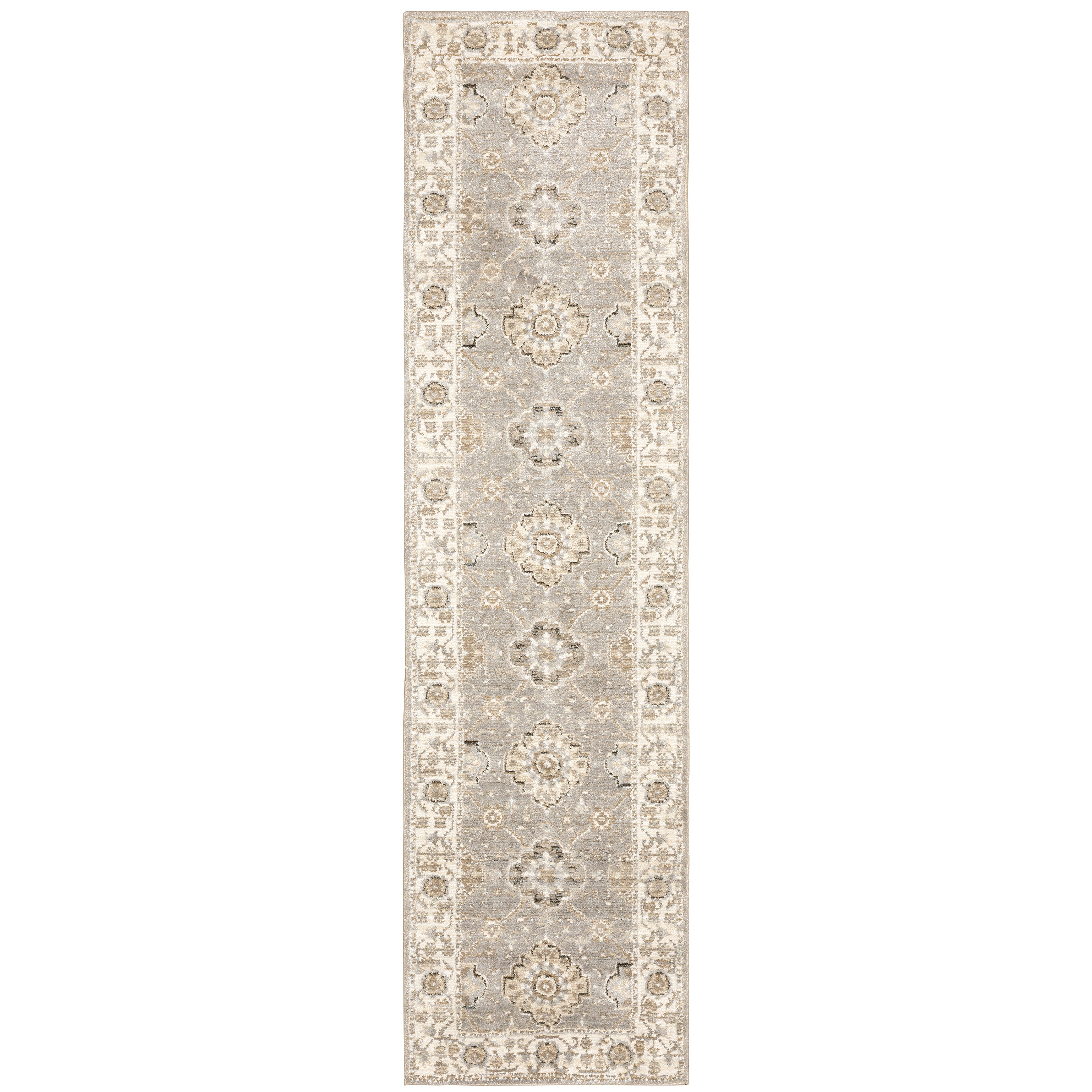 Andorra 8929H Grey/Ivory Area Rug, grey ivory modern traditional area rug with soft vintage-inspired design and plush pile.