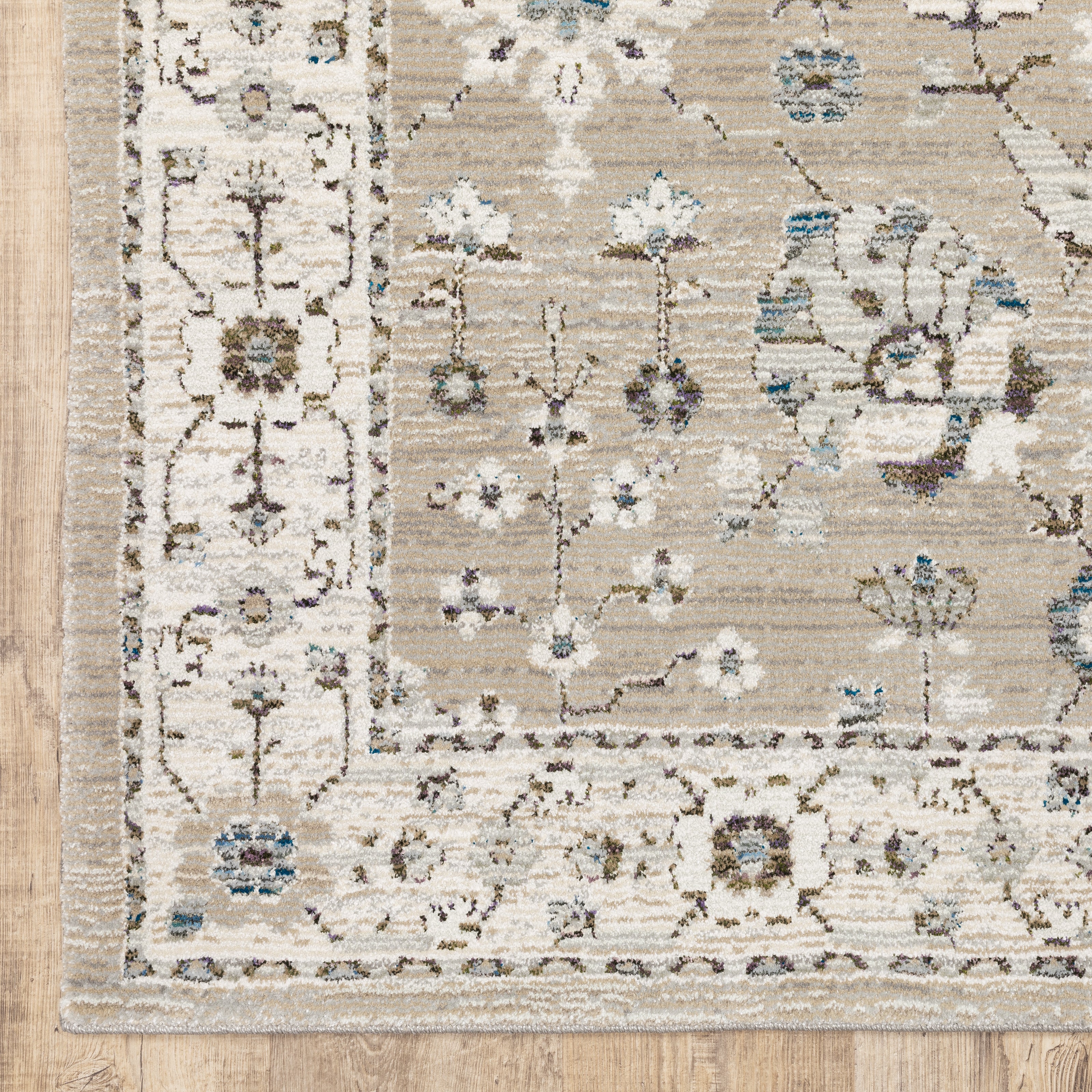 Andorra 8930L Beige/Ivory Area Rug, beige ivory modern traditional area rug with warm vintage-inspired pattern and dense pile.