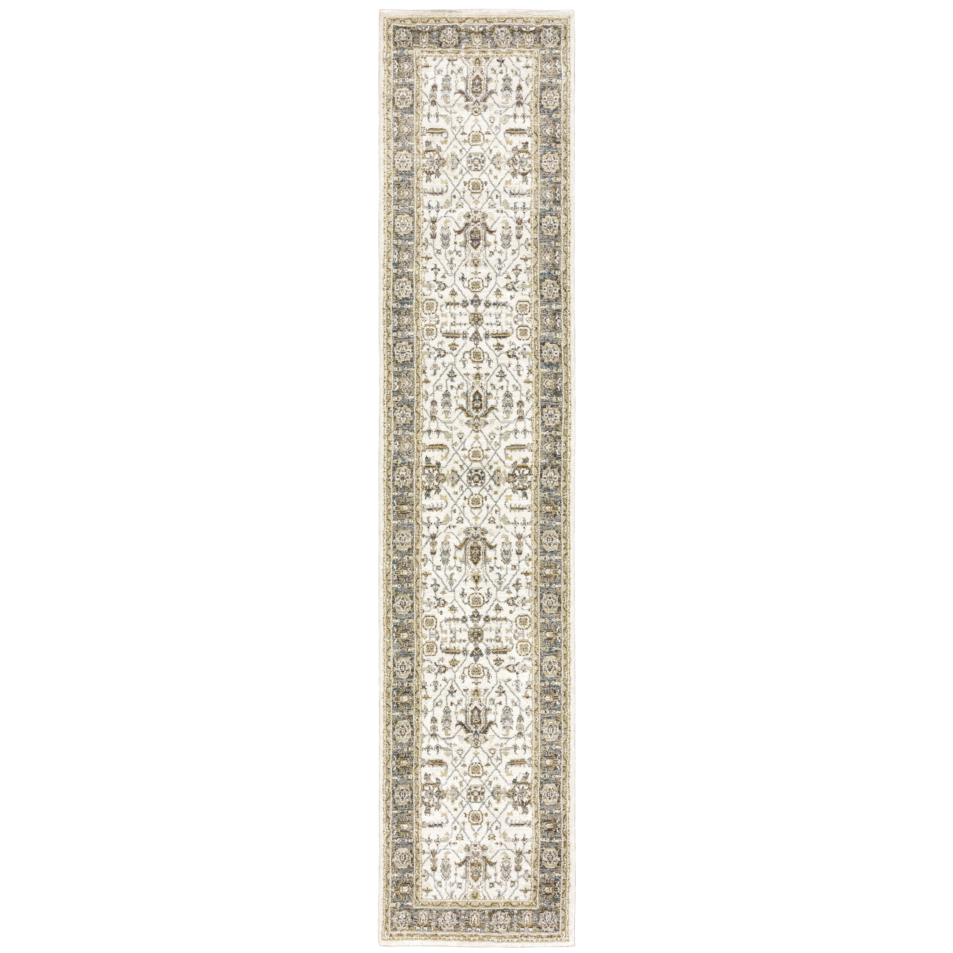 Andorra 9537P Ivory/Grey Area Rug, ivory grey modern traditional area rug with subtle vintage-inspired pattern and plush pile.