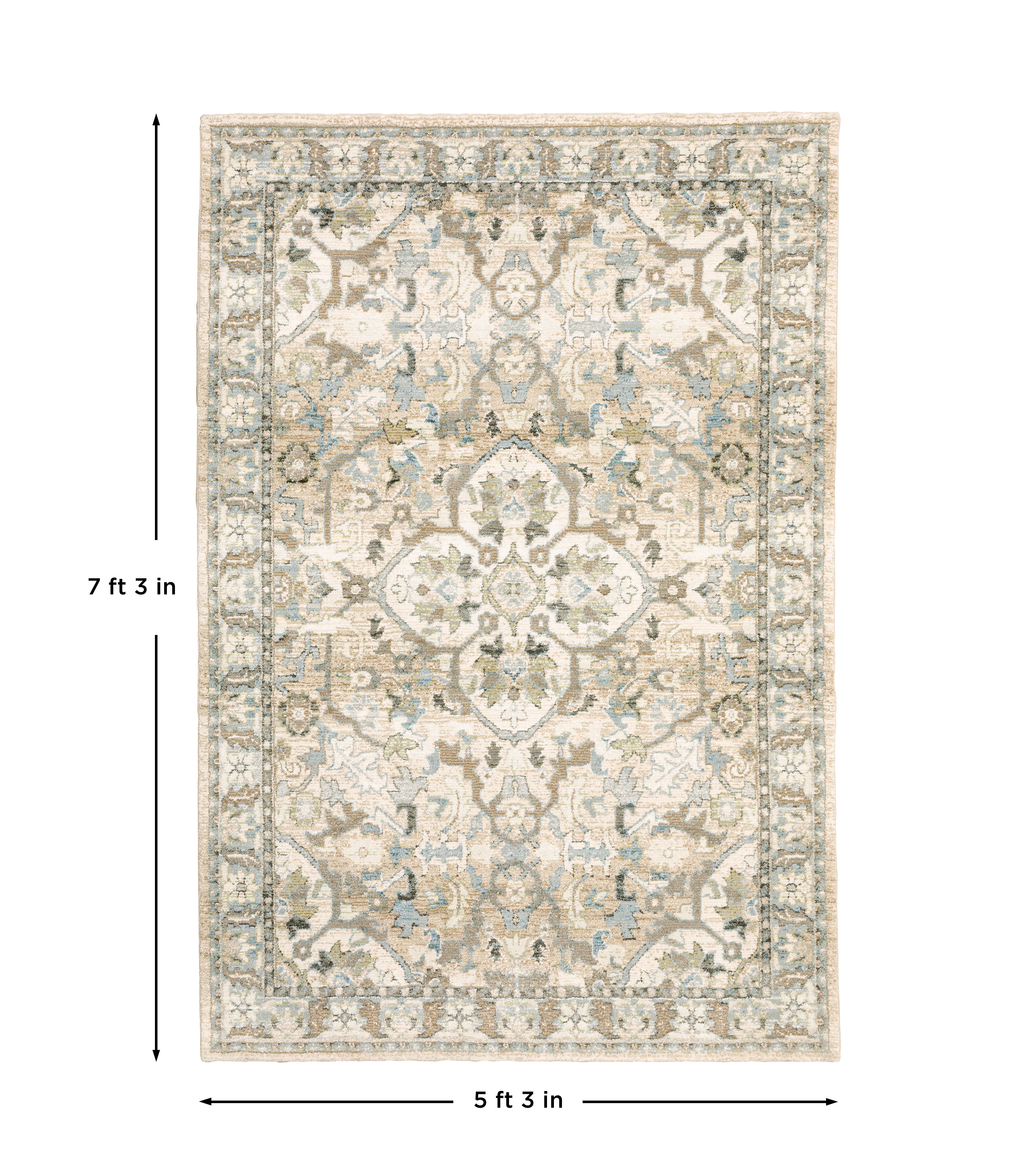 Andorra 9818G Beige/Ivory Area Rug, beige ivory modern traditional area rug with warm vintage-inspired design and dense soft pile.