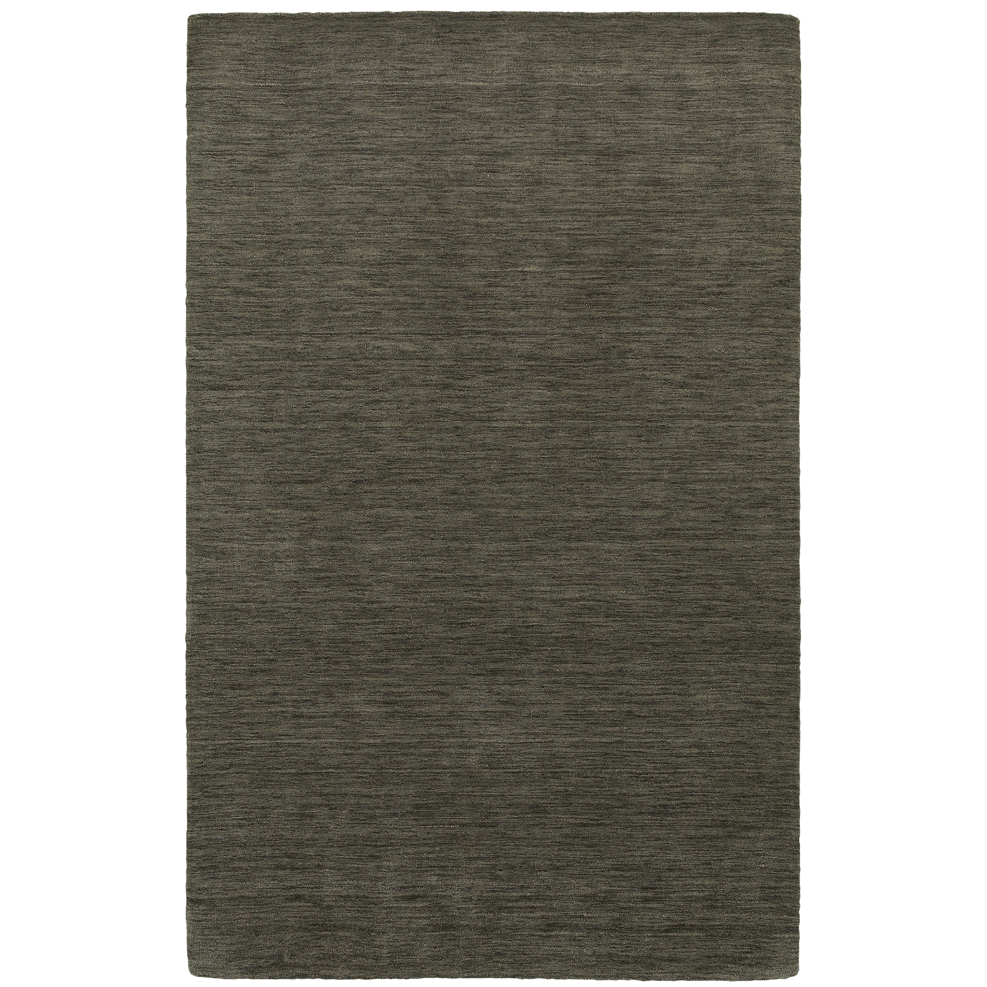 Aniston 27102 Charcoal Area Rug, charcoal solid wool area rug with heathered texture and tailored handwoven surface.