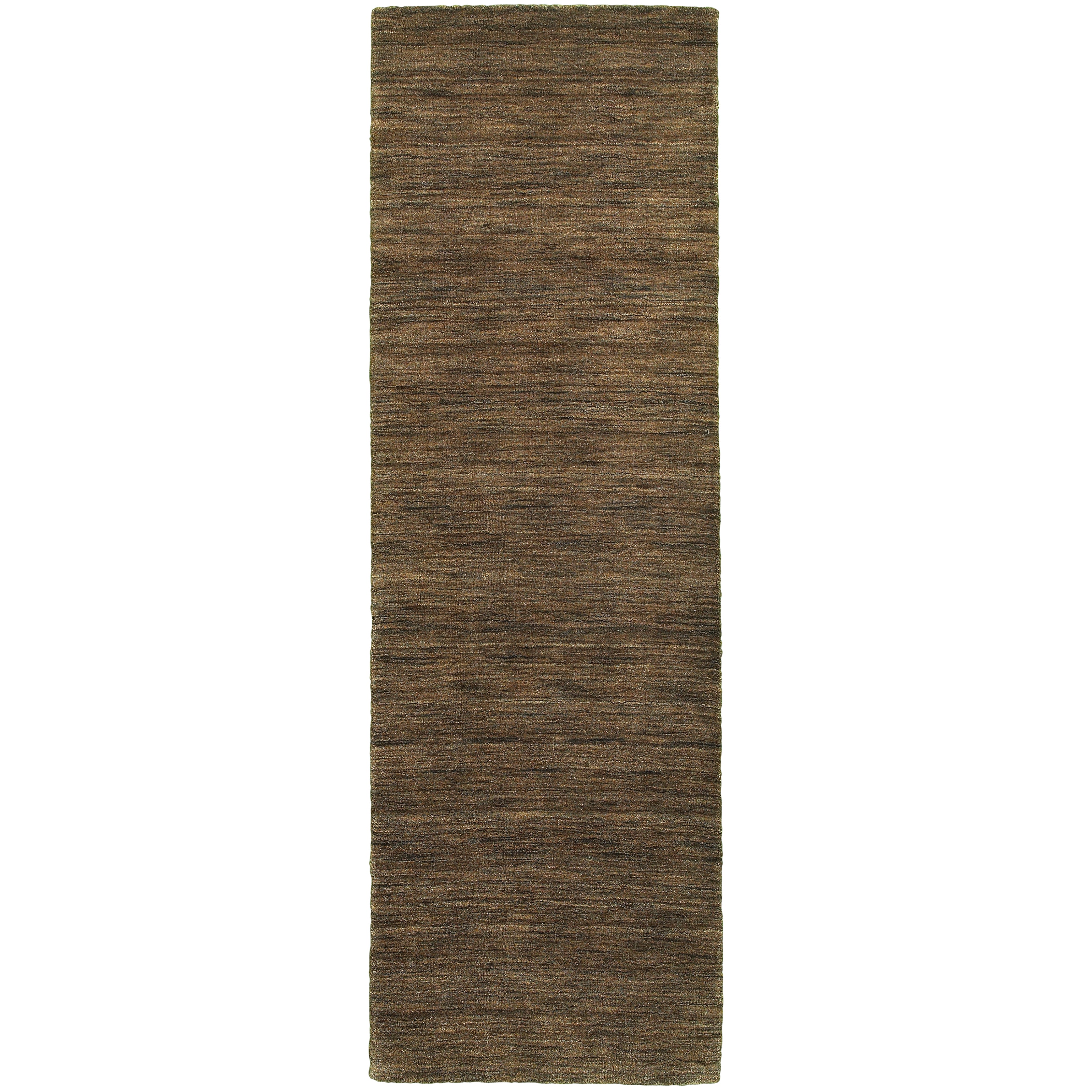 Aniston 27109 Brown Area Rug, brown solid wool area rug with heathered texture and natural handwoven surface.