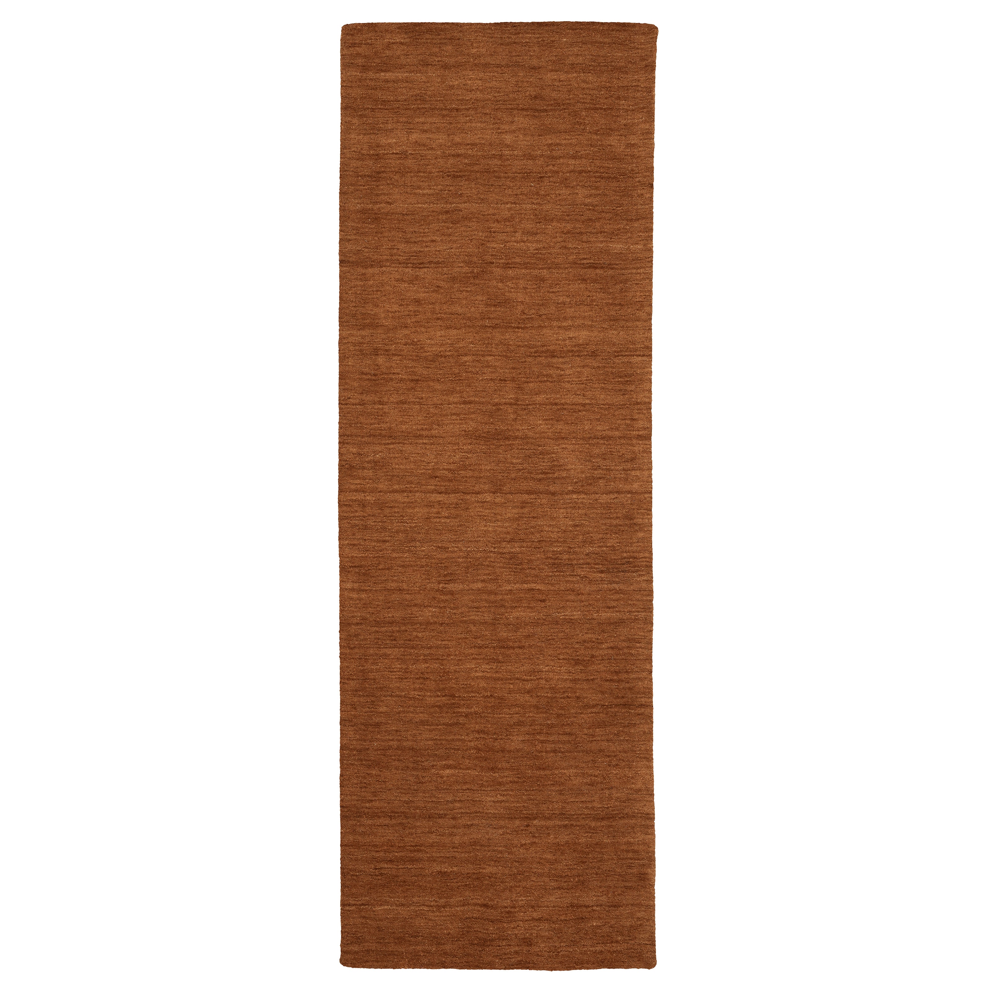 Aniston II 27118 Rust Area Rug, rust solid wool area rug with heathered texture and plush hand-tufted surface.