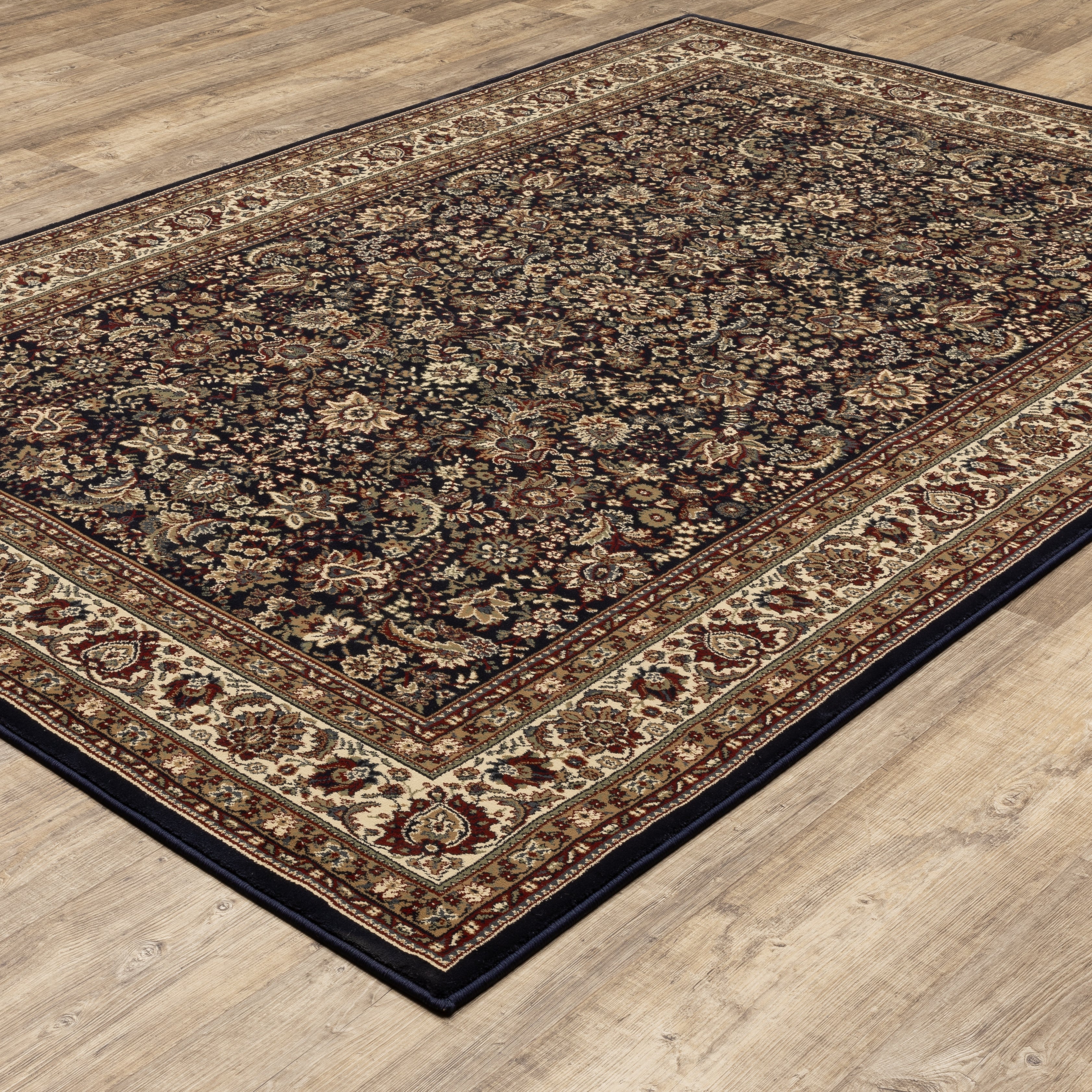 Ariana 113B2 Blue/Red Area Rug, blue, red traditional oriental area rug with crisp colors and detailed handmade collector-rug look.