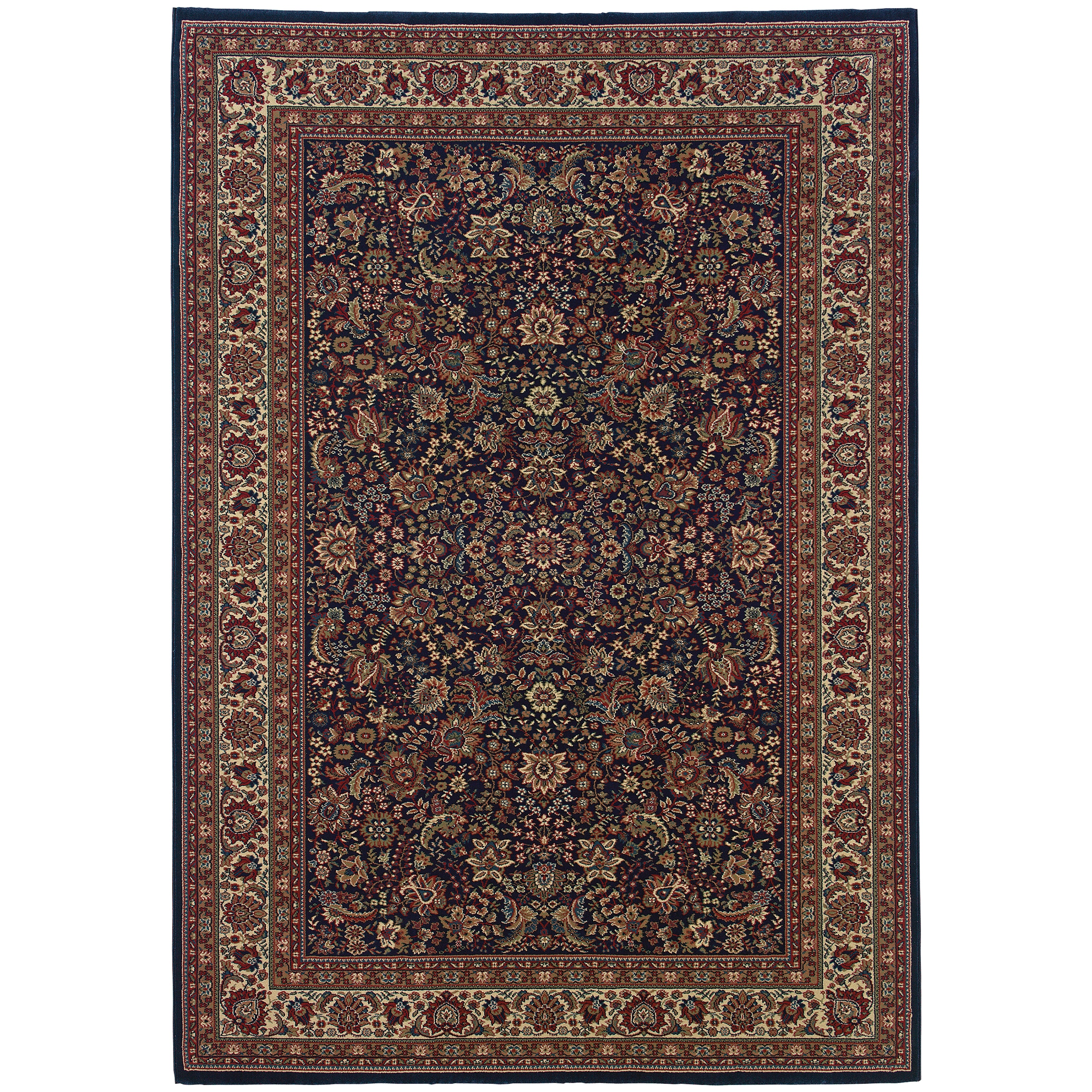 Ariana 113B2 Blue/Red Area Rug, blue, red traditional oriental area rug with crisp colors and detailed handmade collector-rug look.