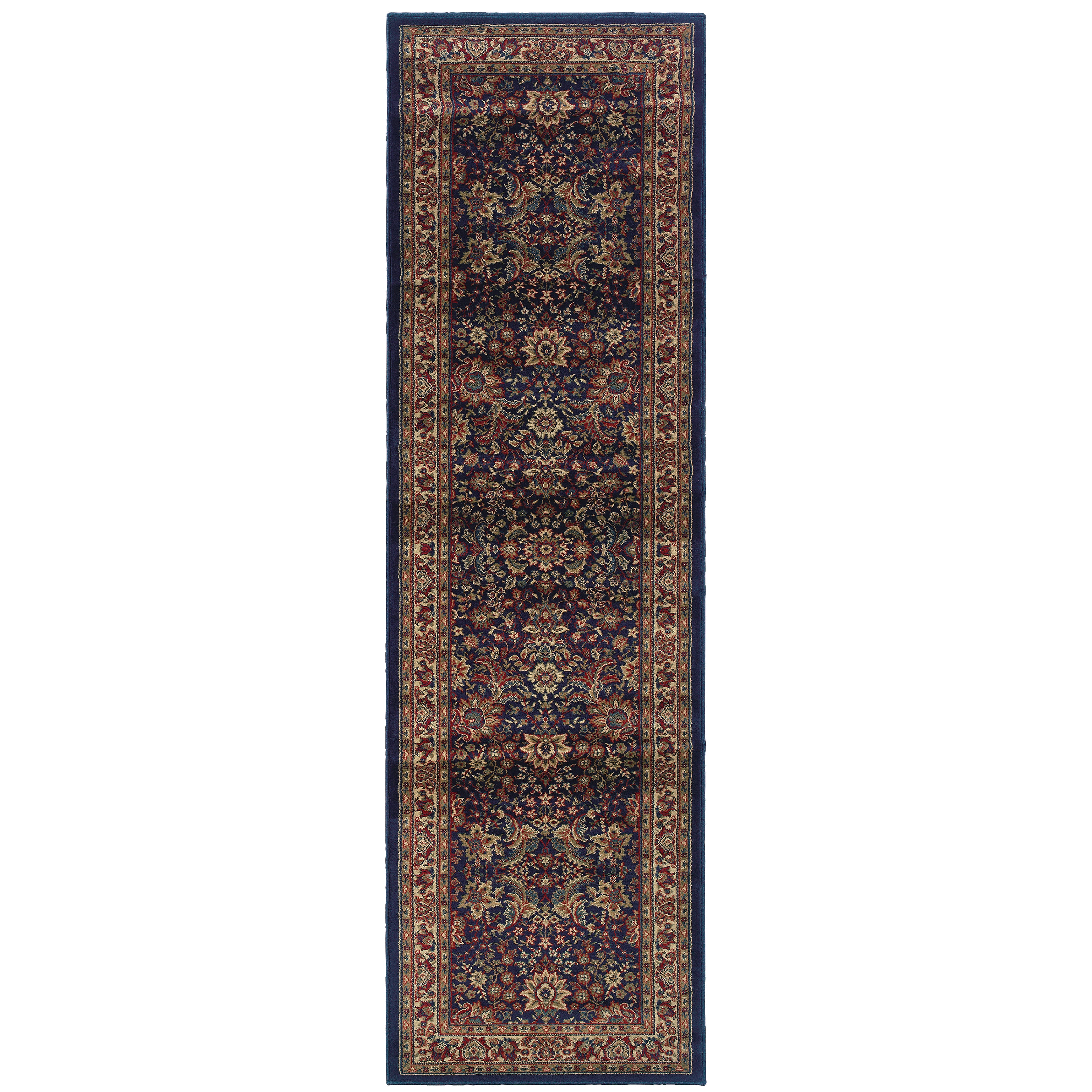 Ariana 113B2 Blue/Red Area Rug, blue, red traditional oriental area rug with crisp colors and detailed handmade collector-rug look.