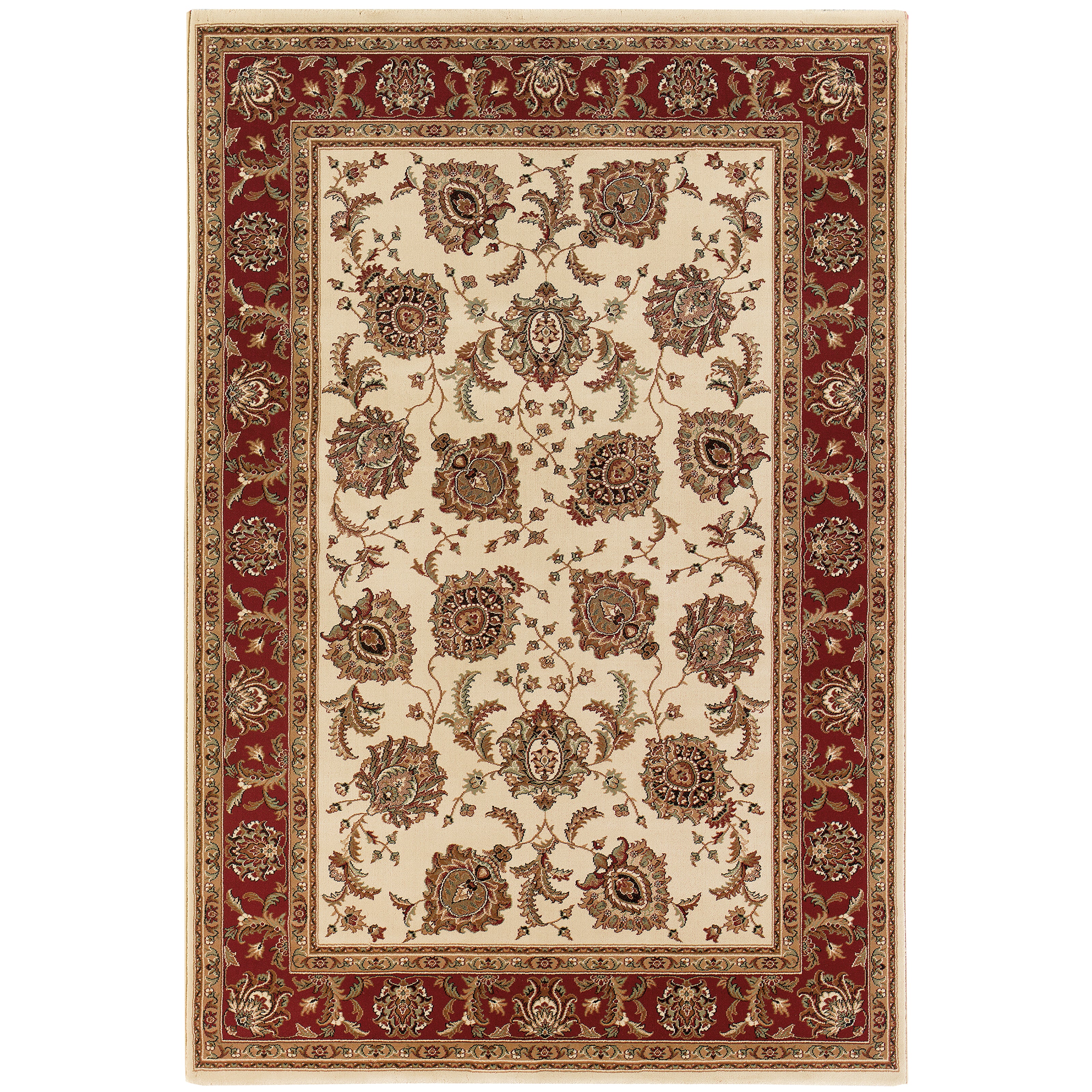 Ariana 117J3 Ivory/Red Area Rug, ivory red traditional oriental area rug with polished Old-World styling and fine pattern detail.