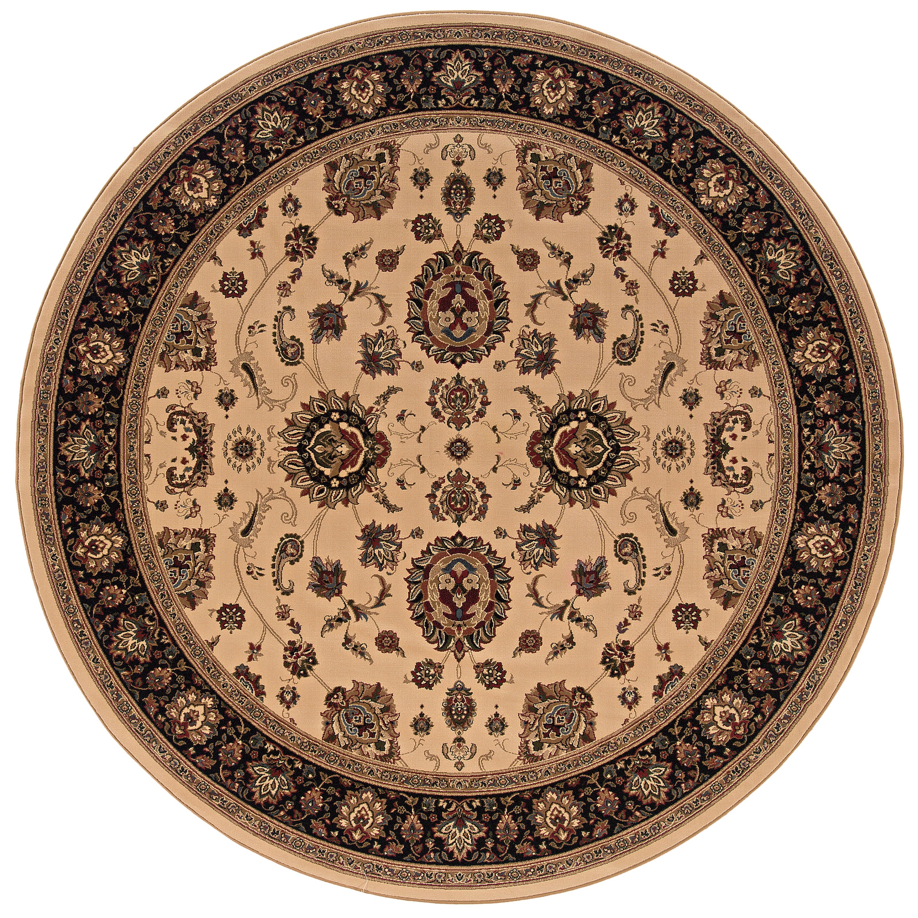 Ariana 130/7 Ivory/Black Area Rug, ivory black traditional oriental area rug with dramatic contrast and crisp detailed pattern.