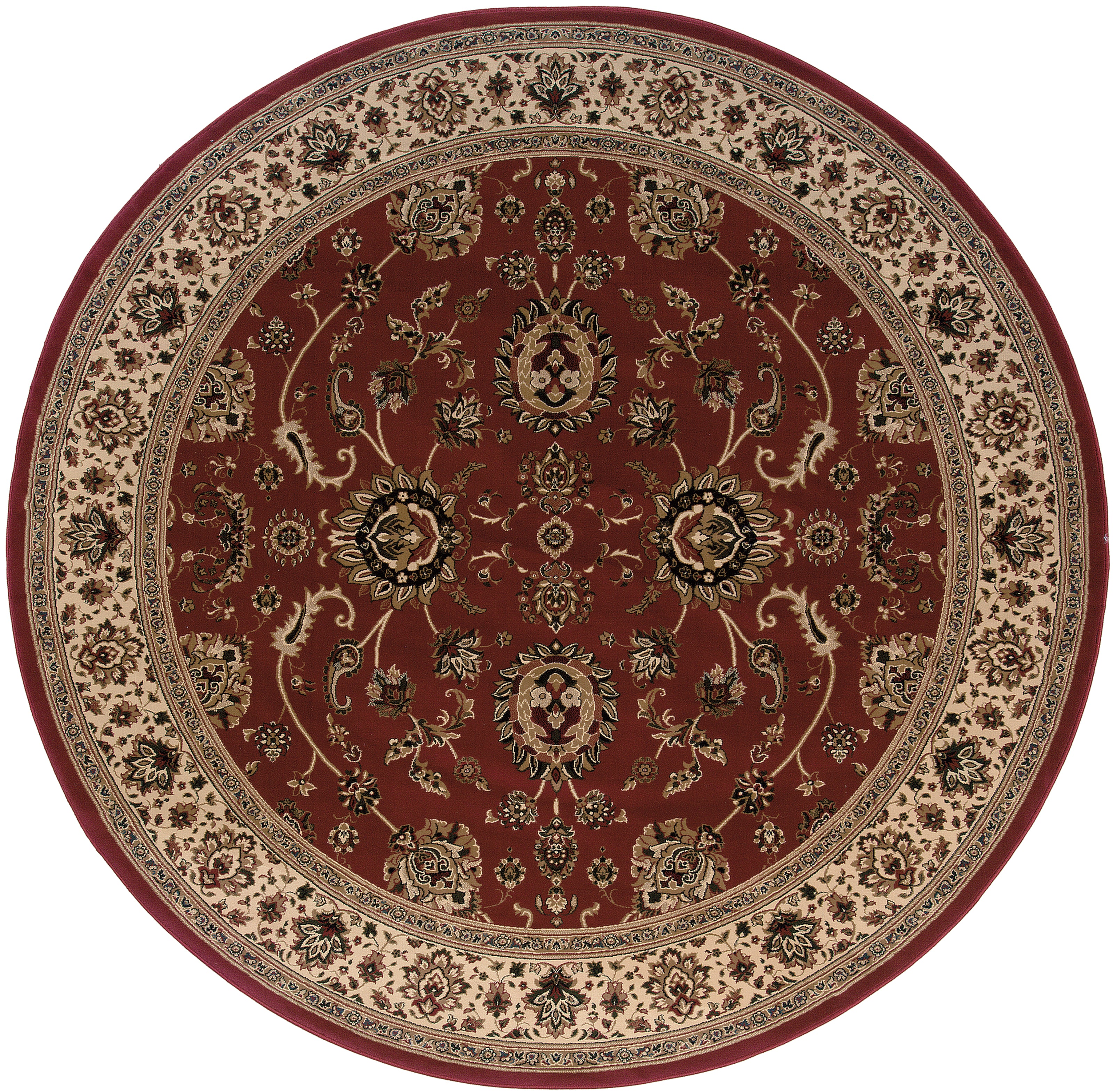 Ariana 130/8 Red/Ivory Area Rug, red ivory traditional oriental area rug with Old-World styling and intricate pattern definition.