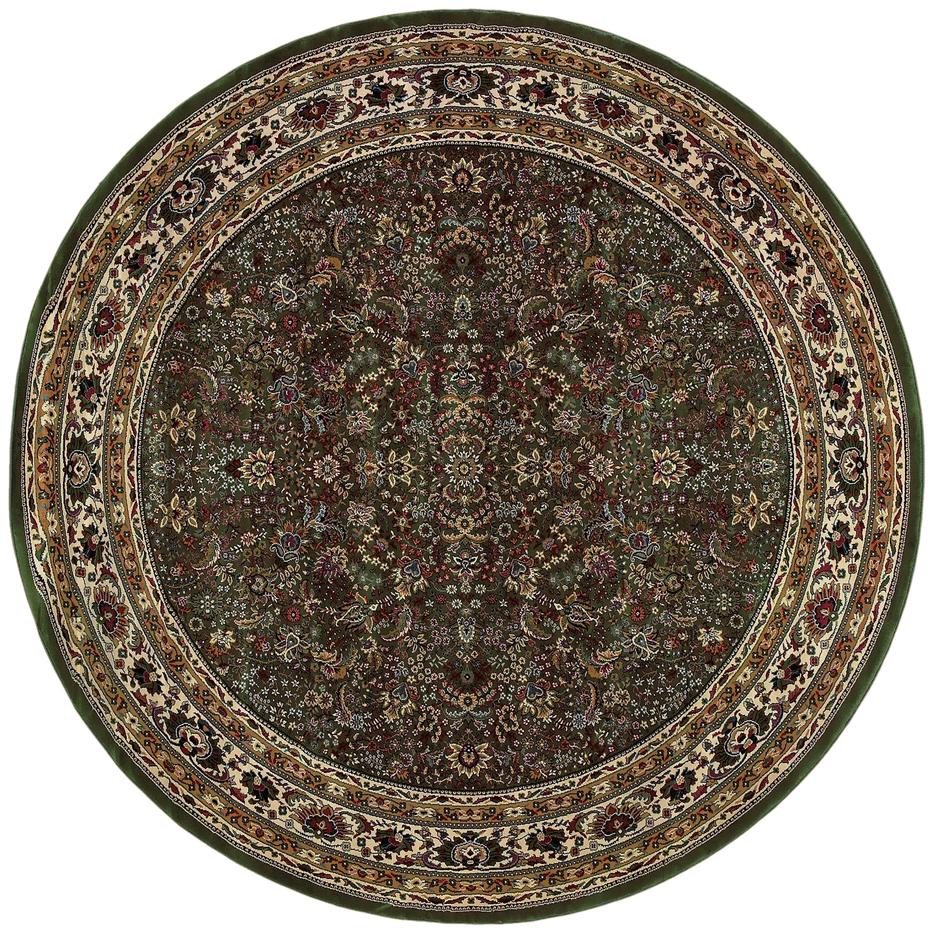 Ariana 213G8 Green/Ivory Area Rug, green ivory traditional oriental area rug with crisp pattern work and collector-rug appearance.