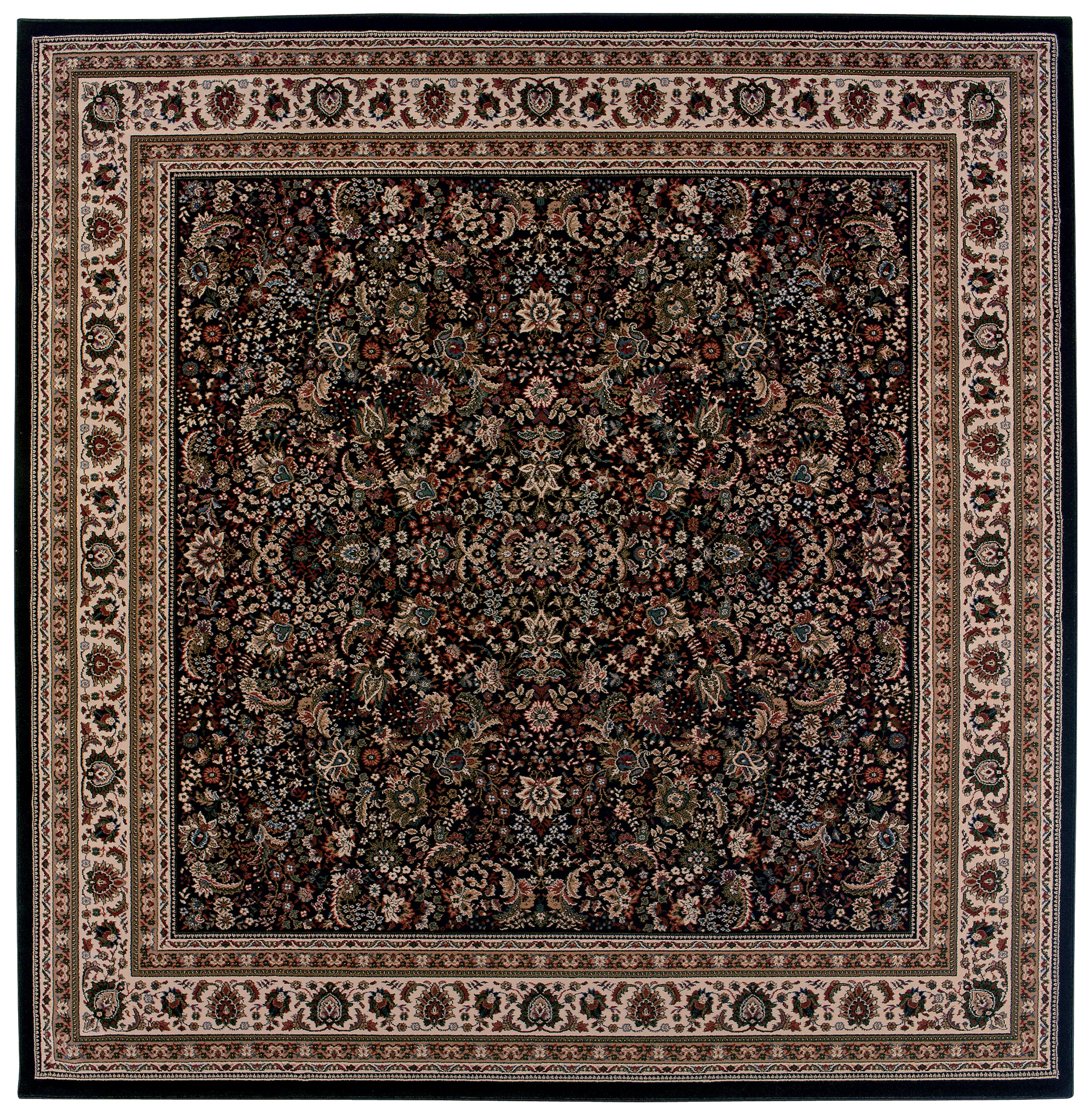 Ariana 213K8 Black/Ivory Area Rug, black ivory traditional oriental area rug with dramatic contrast and crisp detailed pattern.