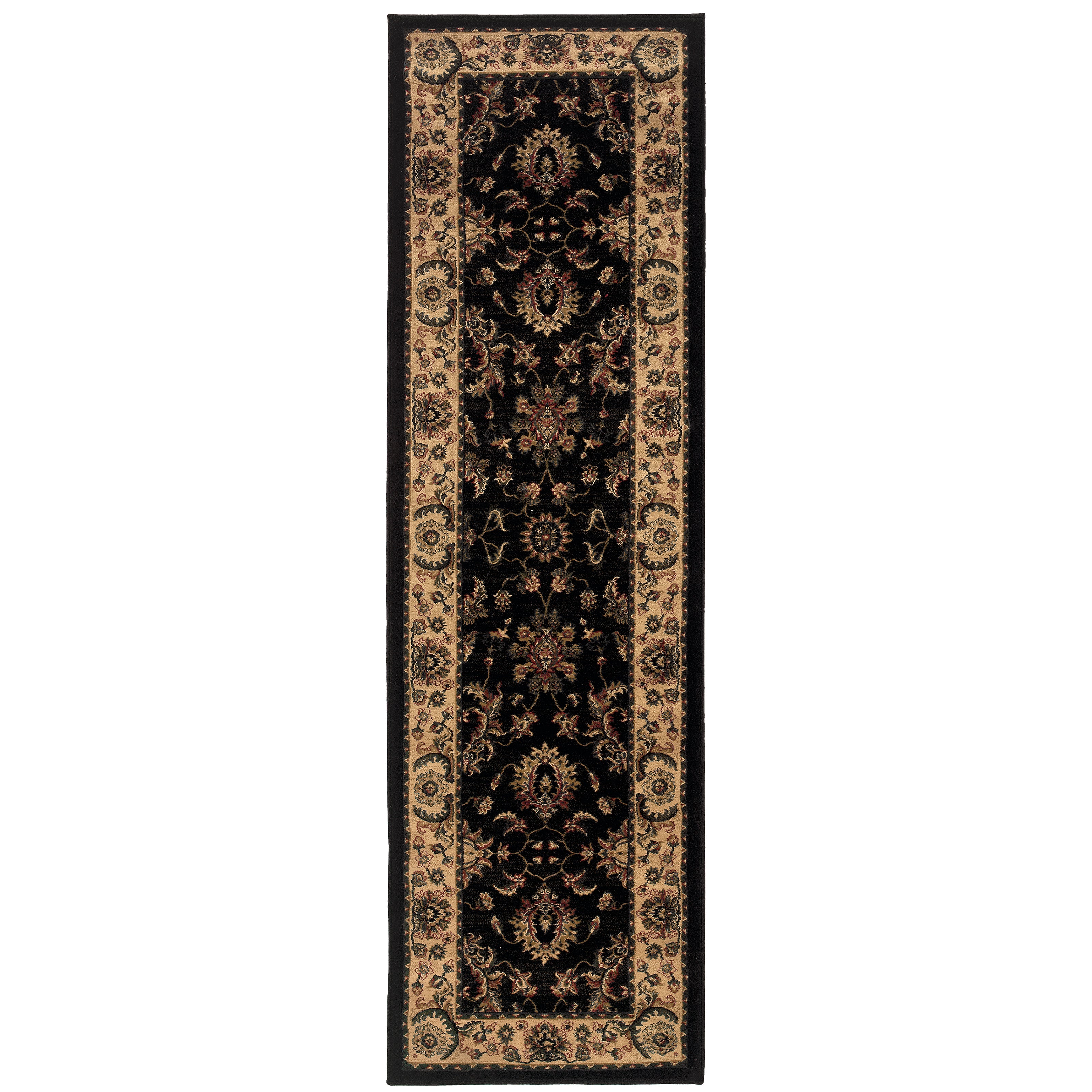 Ariana 311K3 Black/Ivory Area Rug, black ivory traditional oriental area rug with striking contrast and intricate pattern clarity.