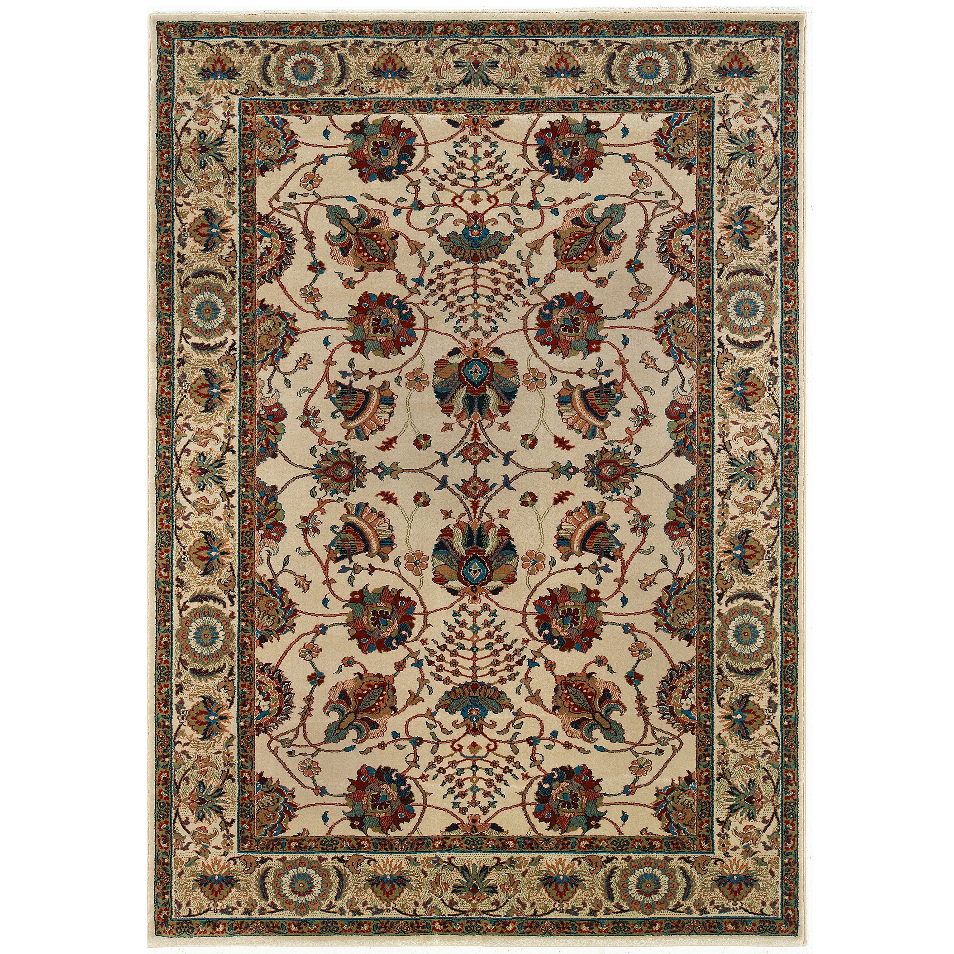 Ariana 431O3 Ivory/Red Area Rug, ivory red traditional oriental area rug with polished Old-World pattern styling and crisp detail.