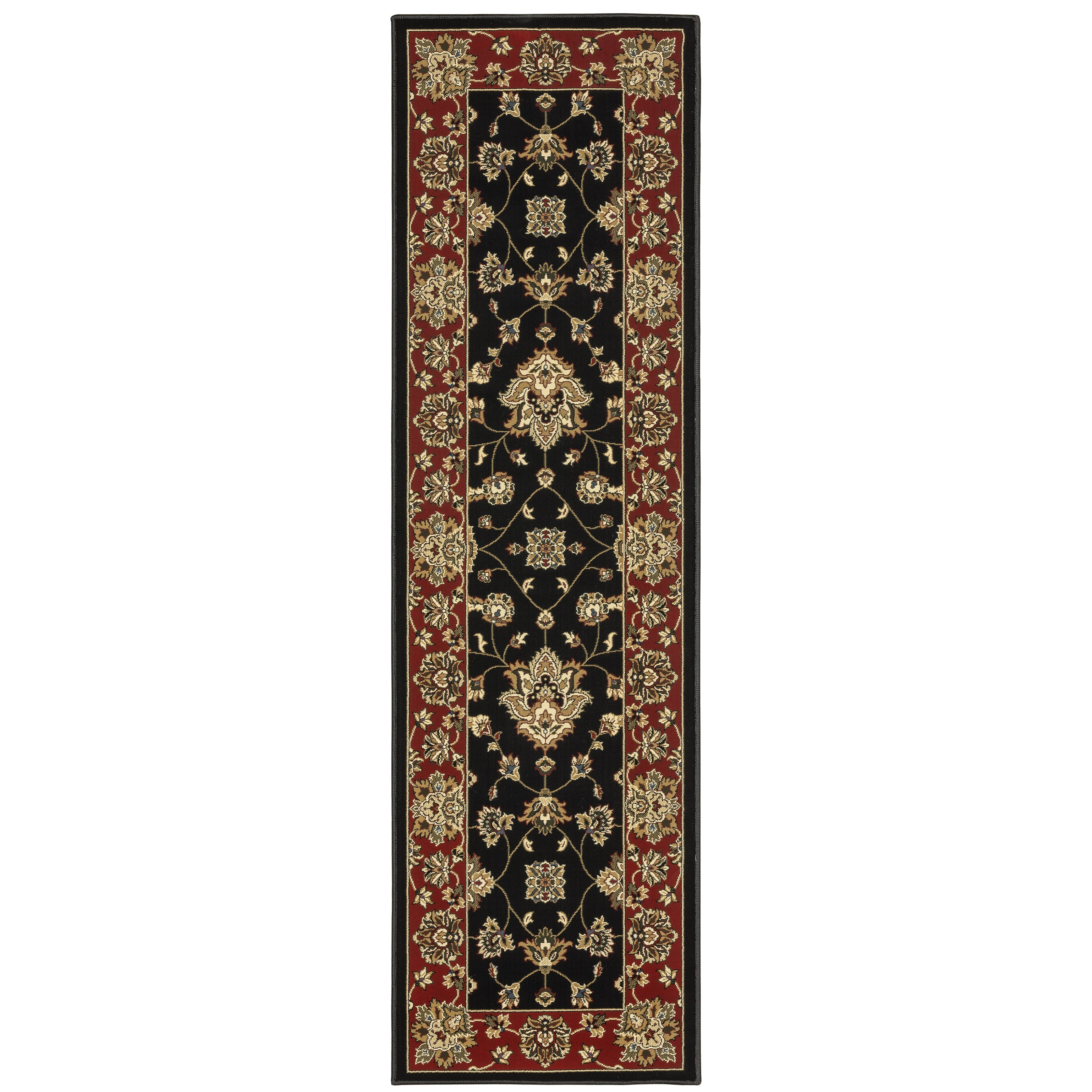 Ariana 623M3 Black/Red Area Rug, black, red traditional oriental area rug with bold color impact and intricate pattern detail.