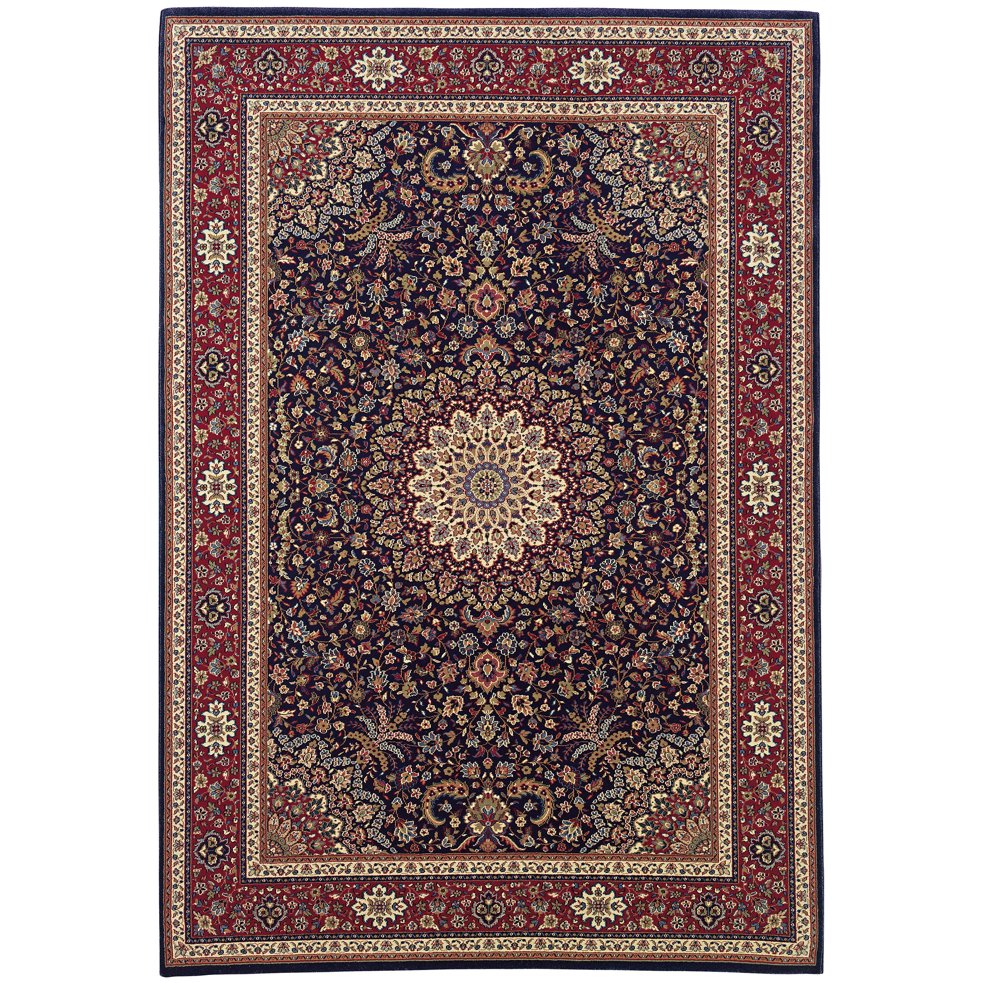 Ariana 095B3 Blue/Red Area Rug, blue, red traditional oriental area rug with crisp updated colors and detailed collector-style pattern.