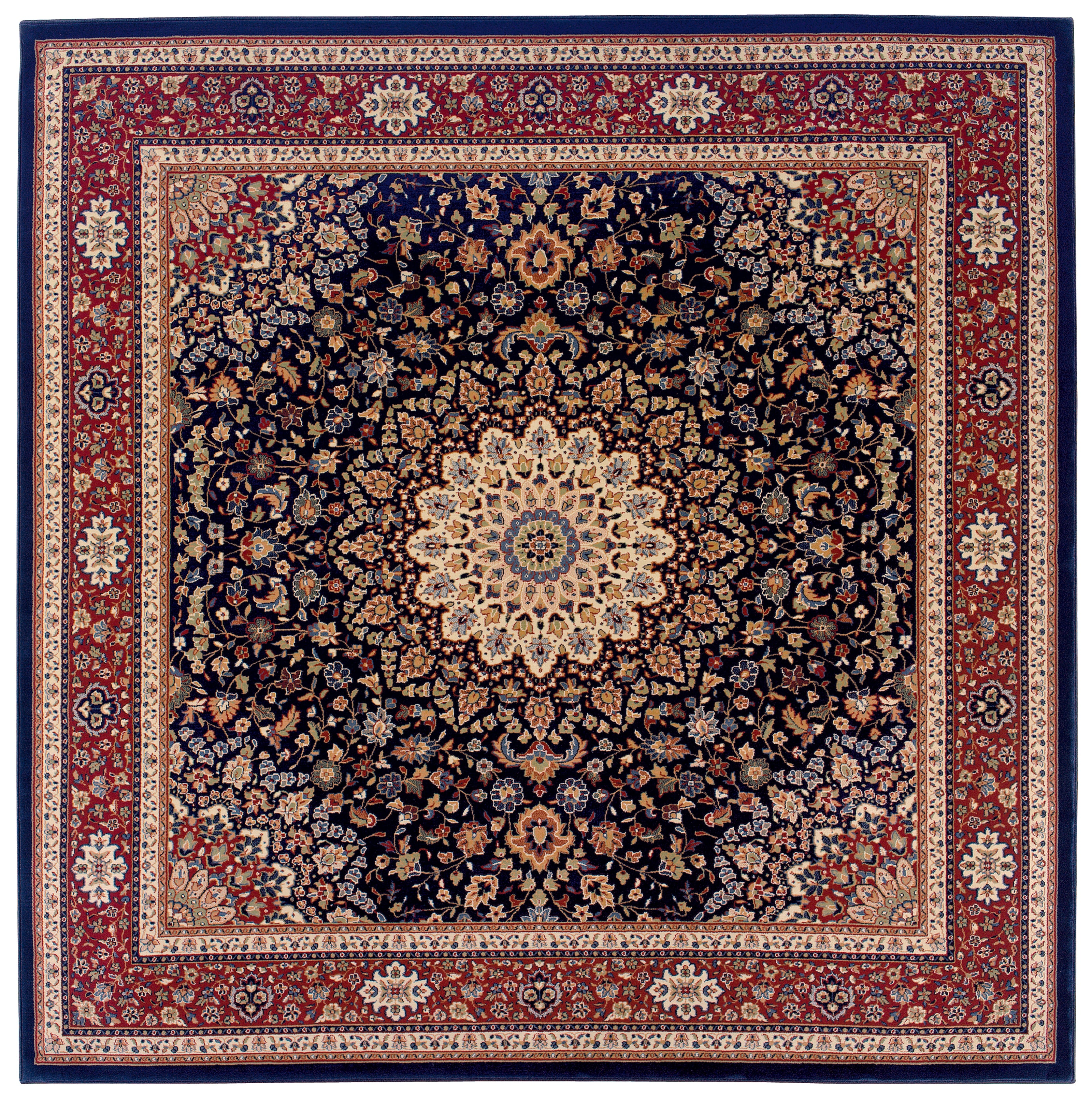 Ariana 095B3 Blue/Red Area Rug, blue, red traditional oriental area rug with crisp updated colors and detailed collector-style pattern.
