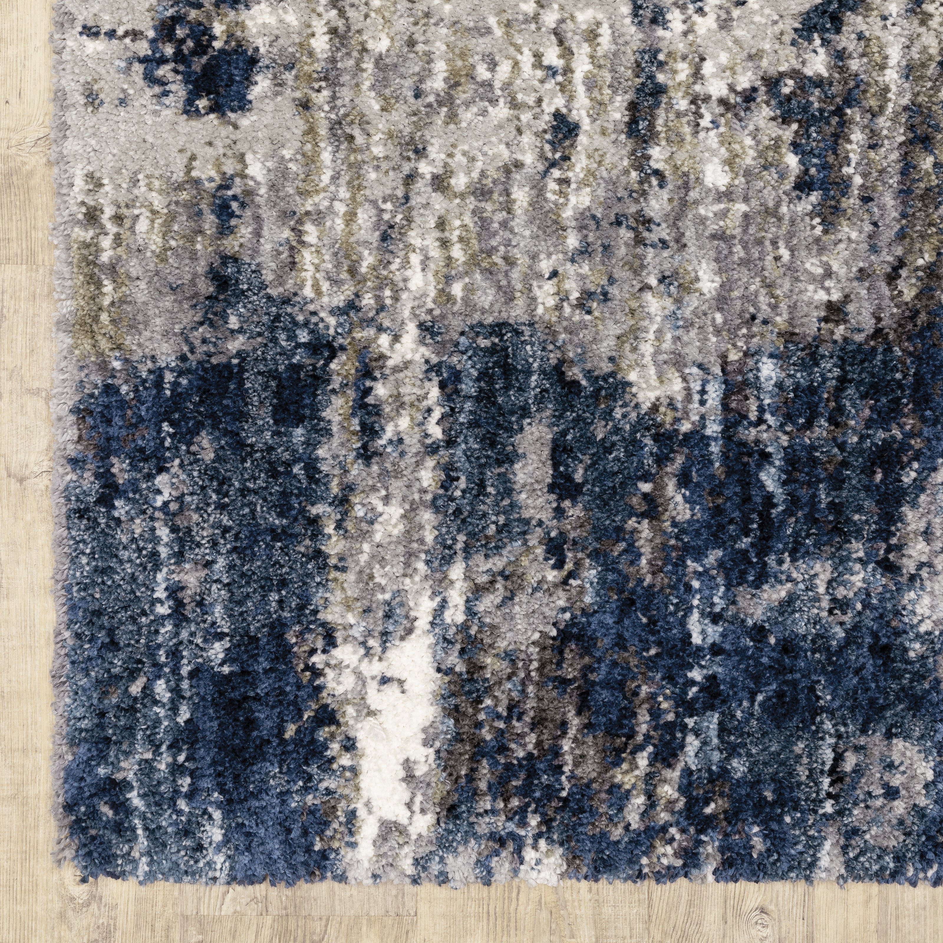 Oriental Weavers Aspen 2061L plush shag rug featuring abstract pattern in grey/ blue tones