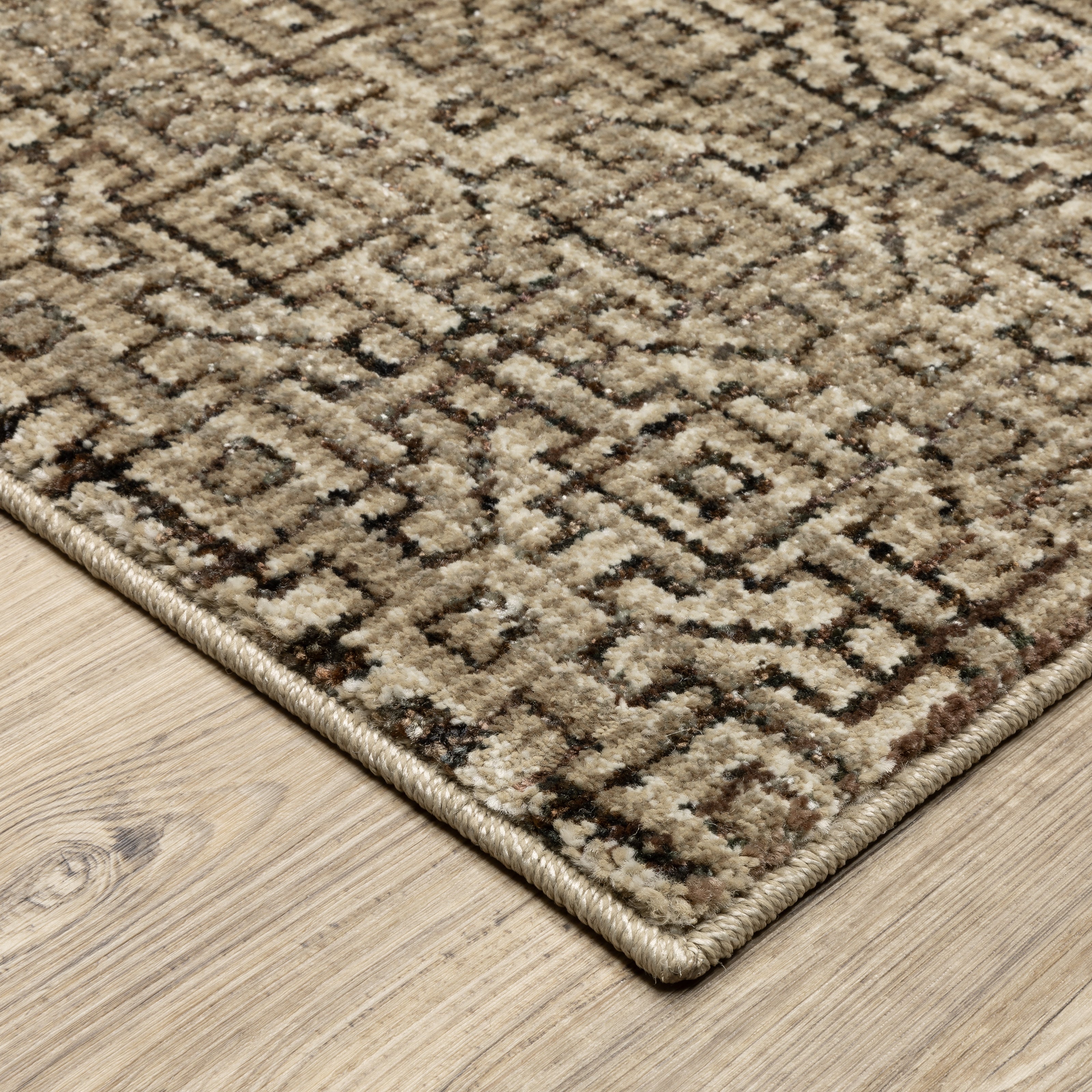 Oriental Weavers Atlas 3721S textured modern rug featuring textured design in brown/ tan tones