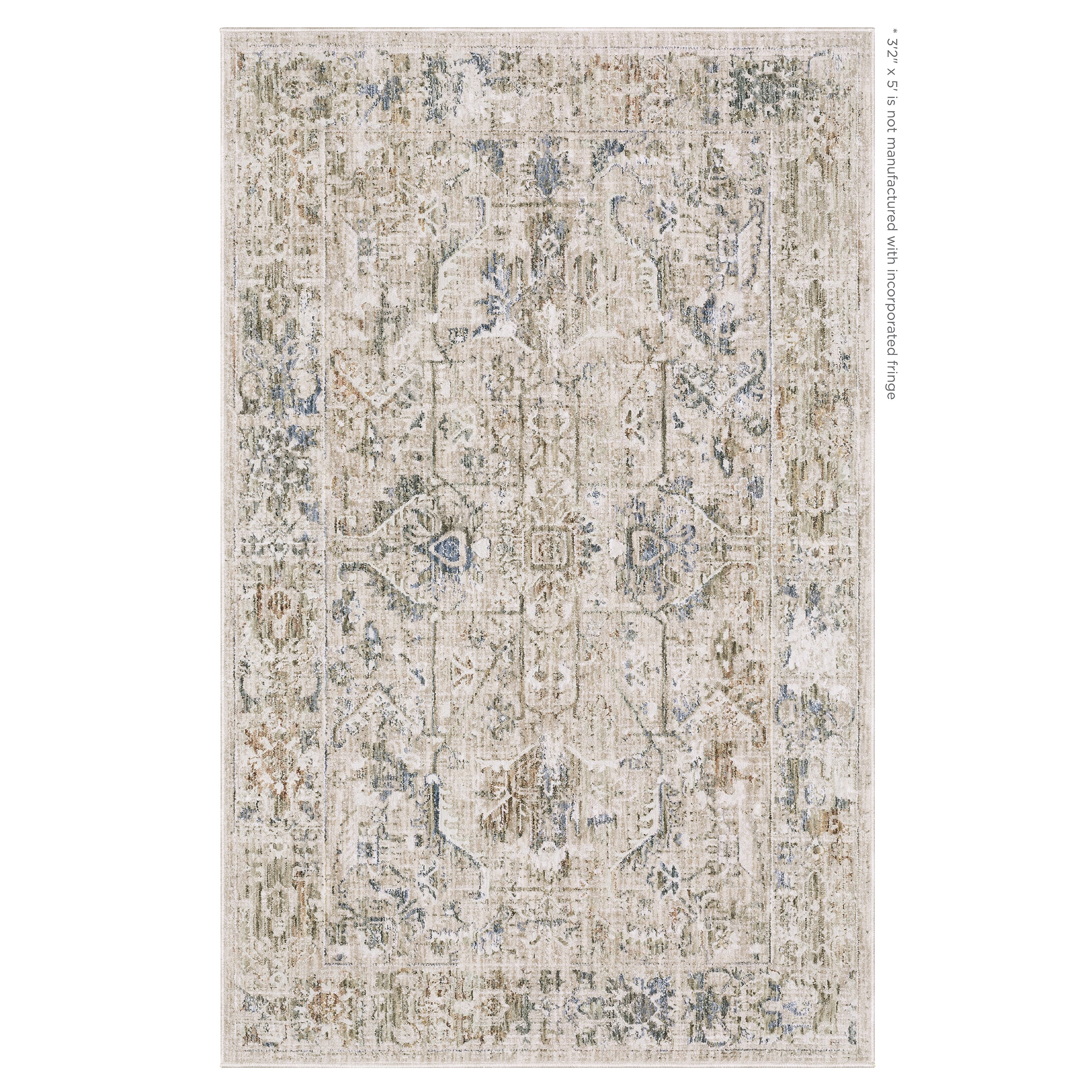 Oriental Weavers Avalon AVA02 soft transitional rug featuring decorative pattern in beige/ blue tones