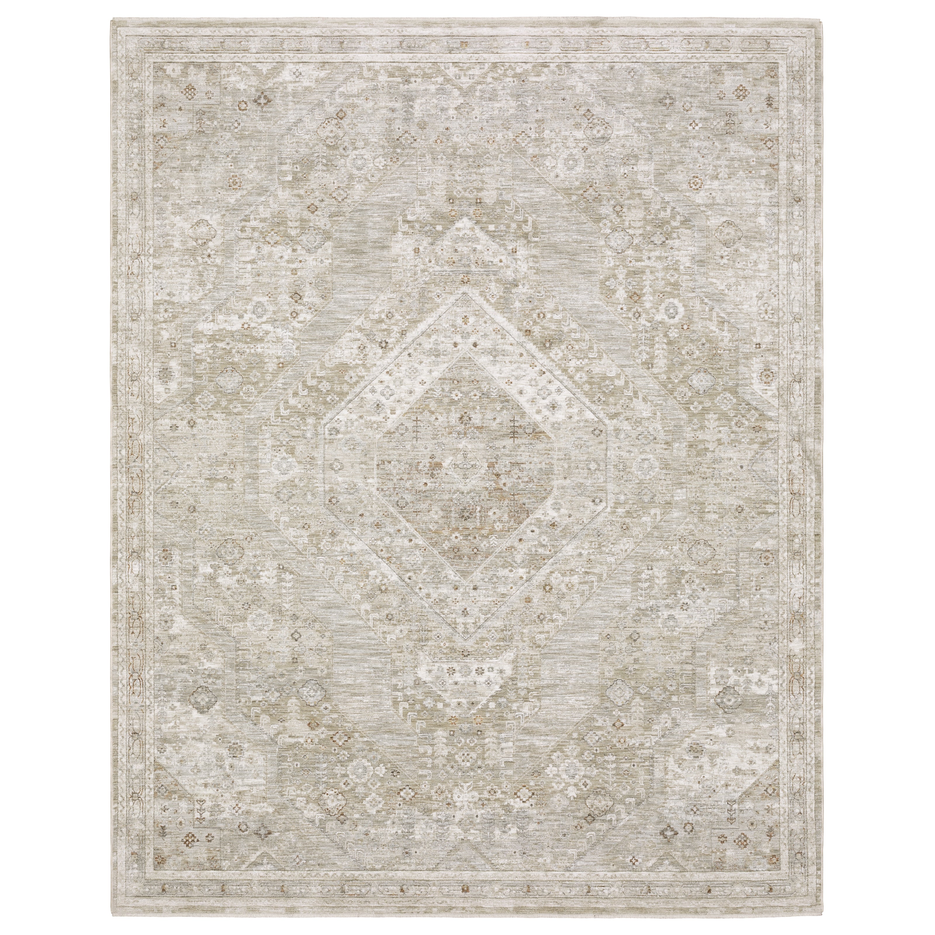Oriental Weavers Avalon AVA06 soft transitional rug featuring decorative pattern in beige/ ivory tones