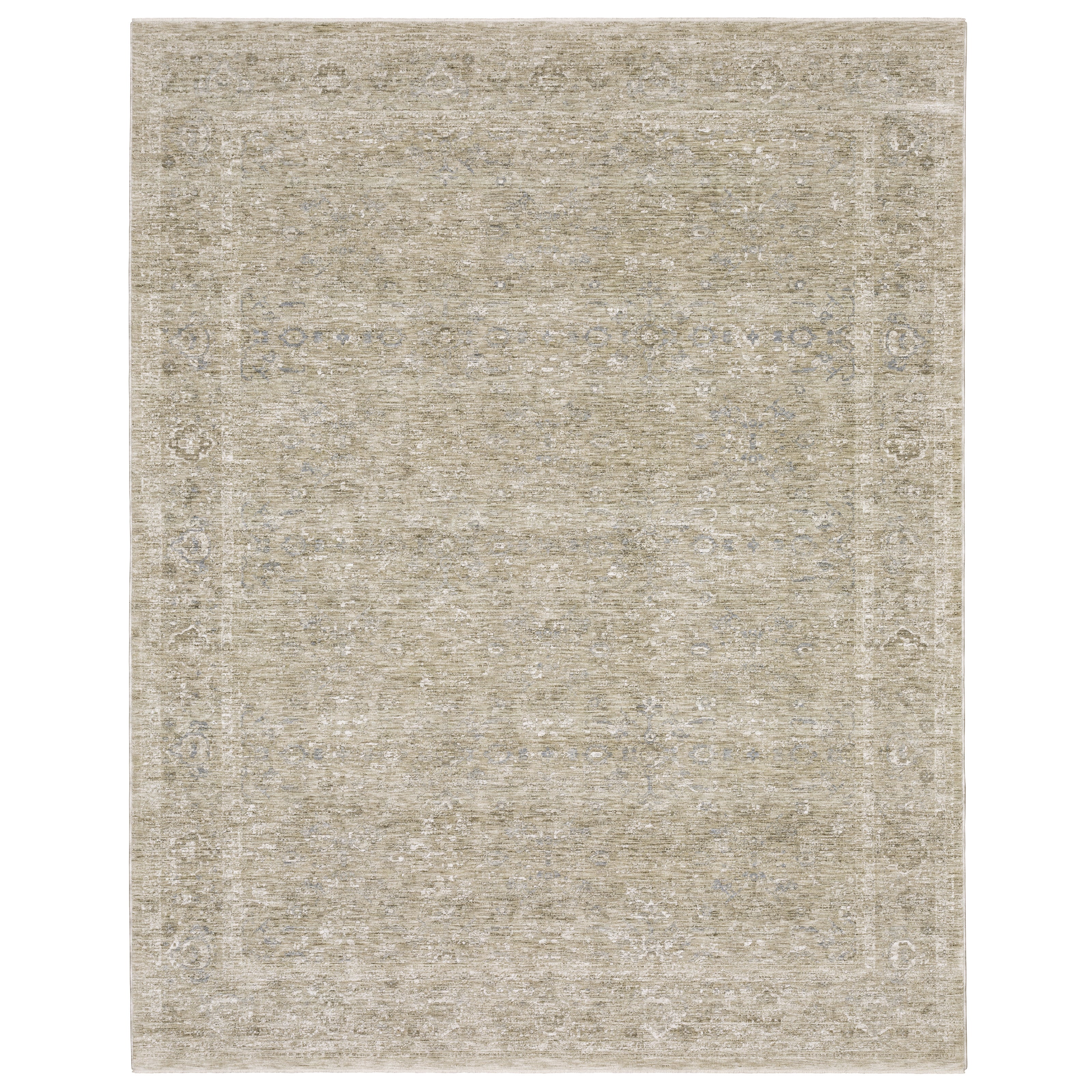 Oriental Weavers Avalon AVA07 soft transitional rug featuring decorative pattern in beige/ grey tones