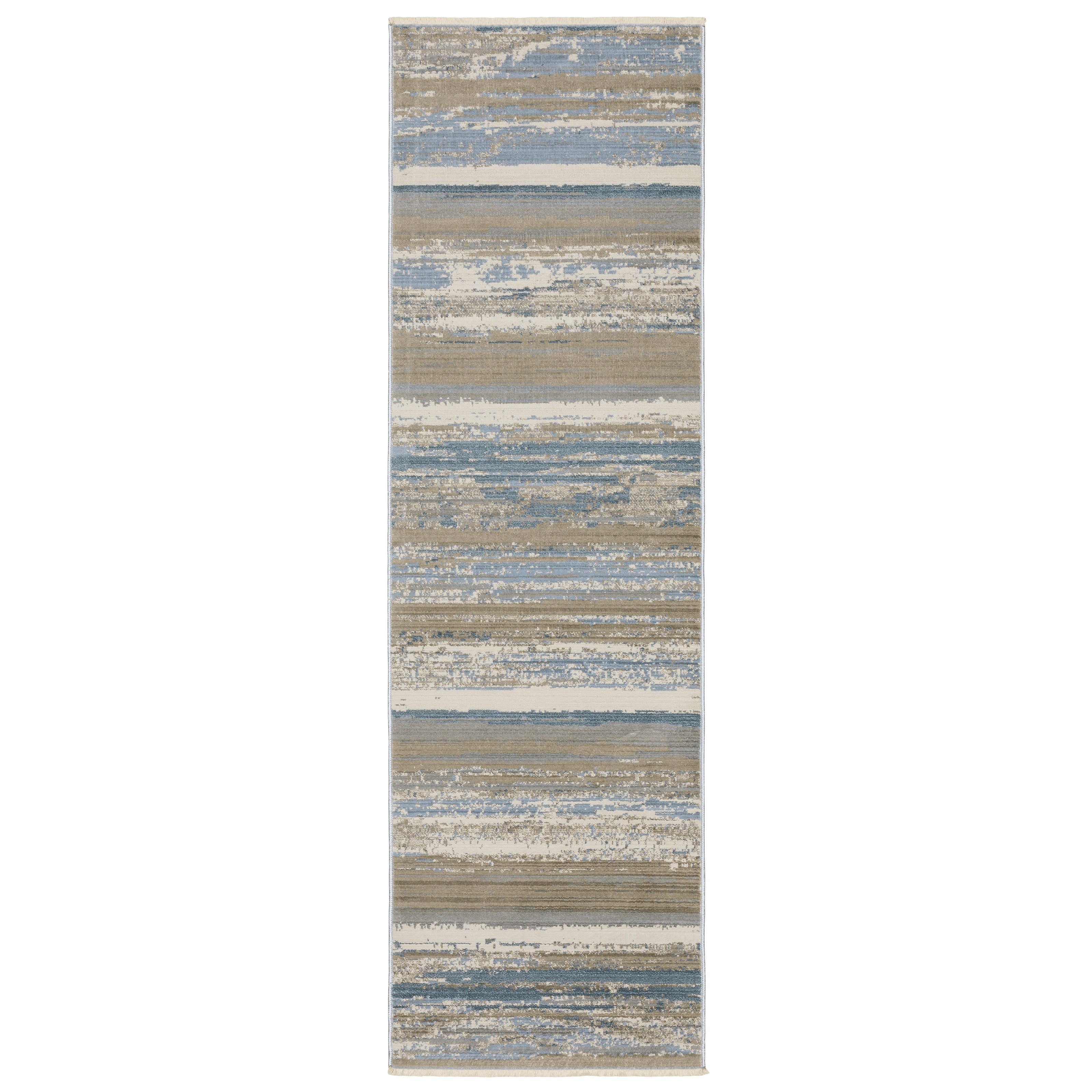 Oriental Weavers Bauer 042L2 plush modern rug featuring abstract pattern in blue/ beige tones