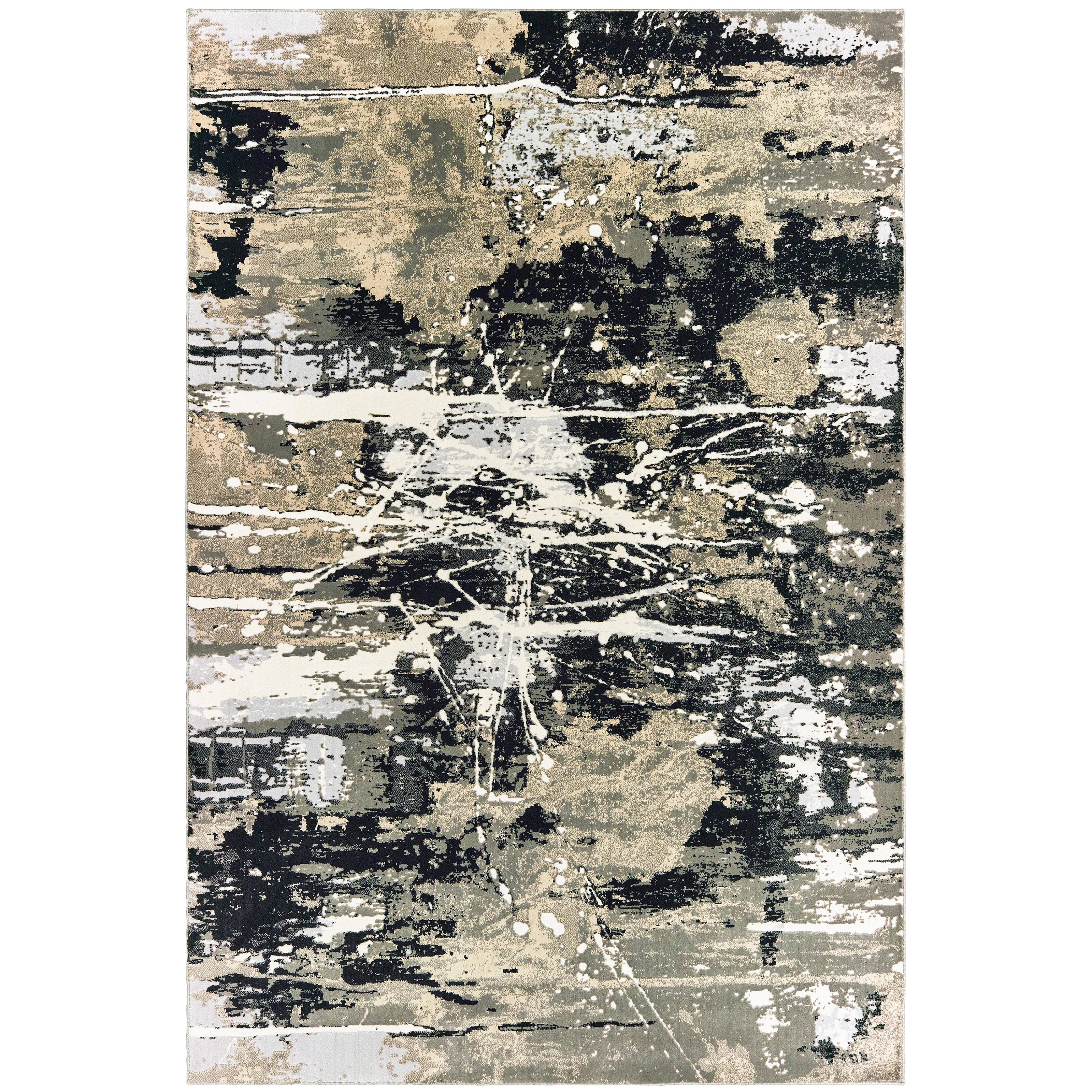 Oriental Weavers Bowen 109E2 soft transitional rug featuring textured design in black/ gold tones