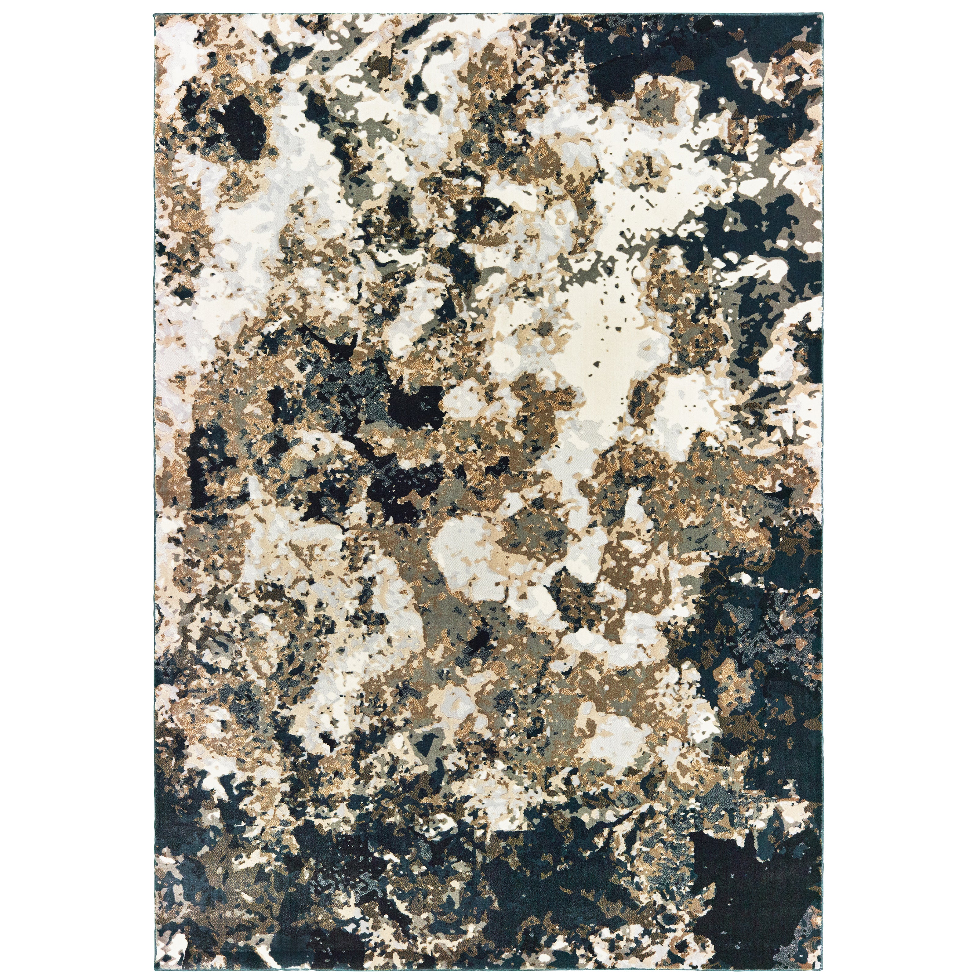 Oriental Weavers Bowen 1808Q soft transitional rug featuring textured design in navy/ gold tones