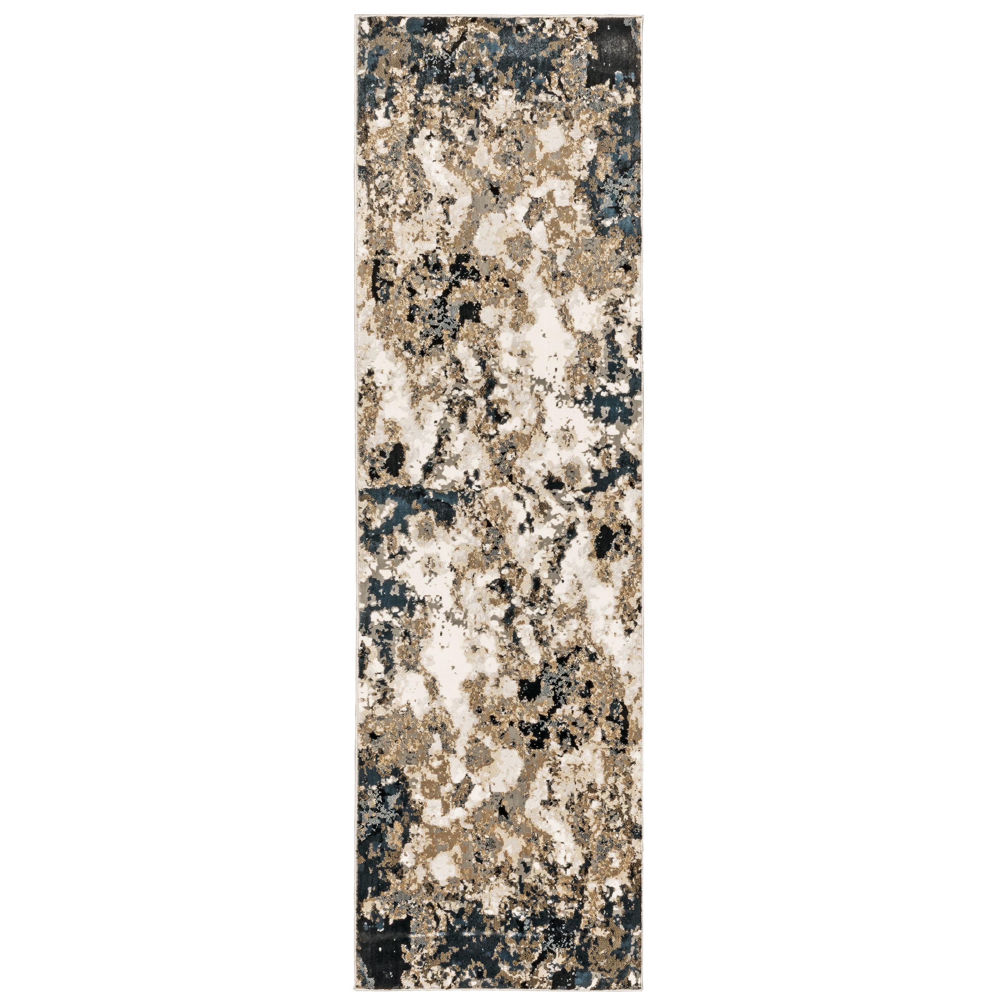 Oriental Weavers Bowen 1808Q soft transitional rug featuring textured design in navy/ gold tones
