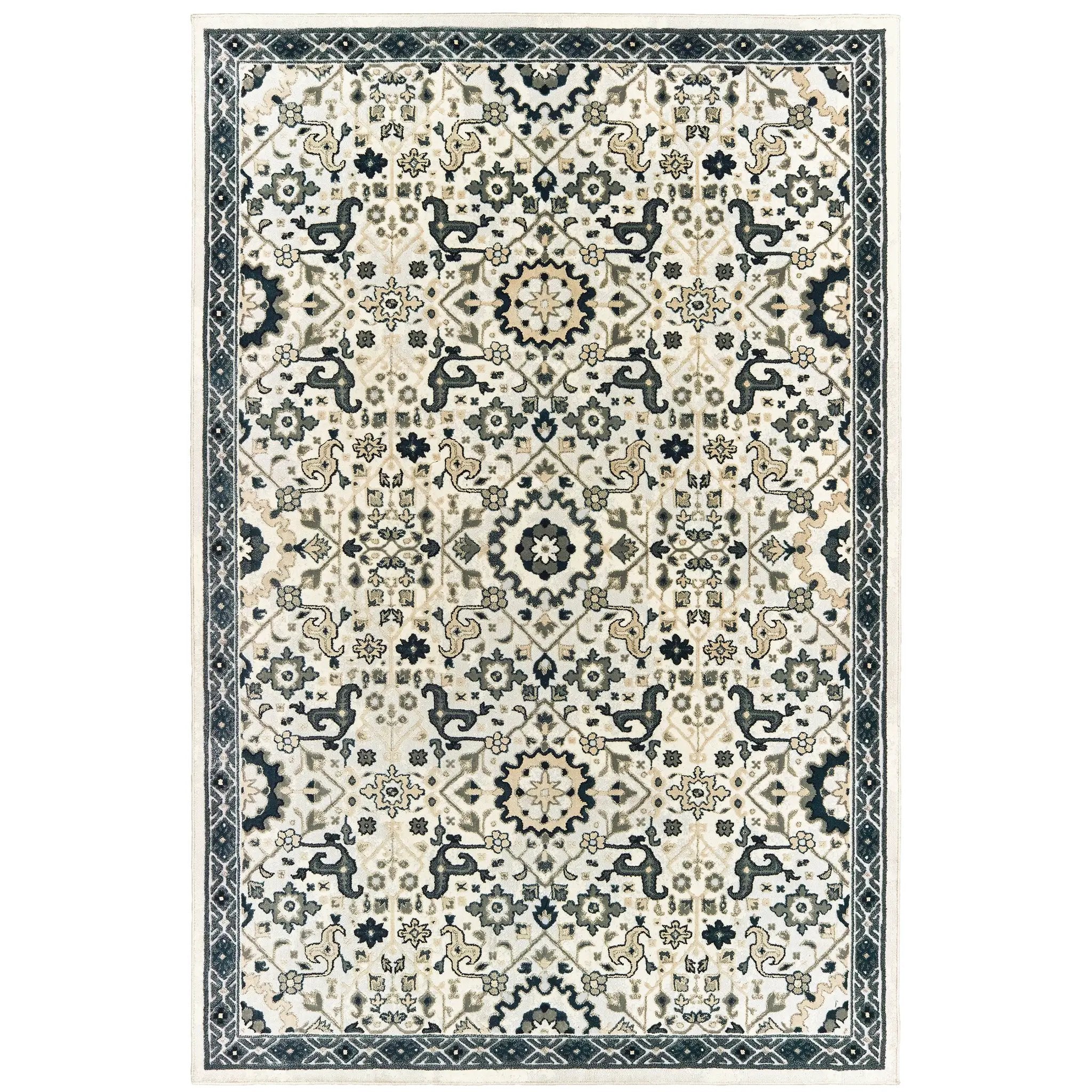 Bowen 073J2 Ivory/ Navy Area Rug by Oriental Weavers