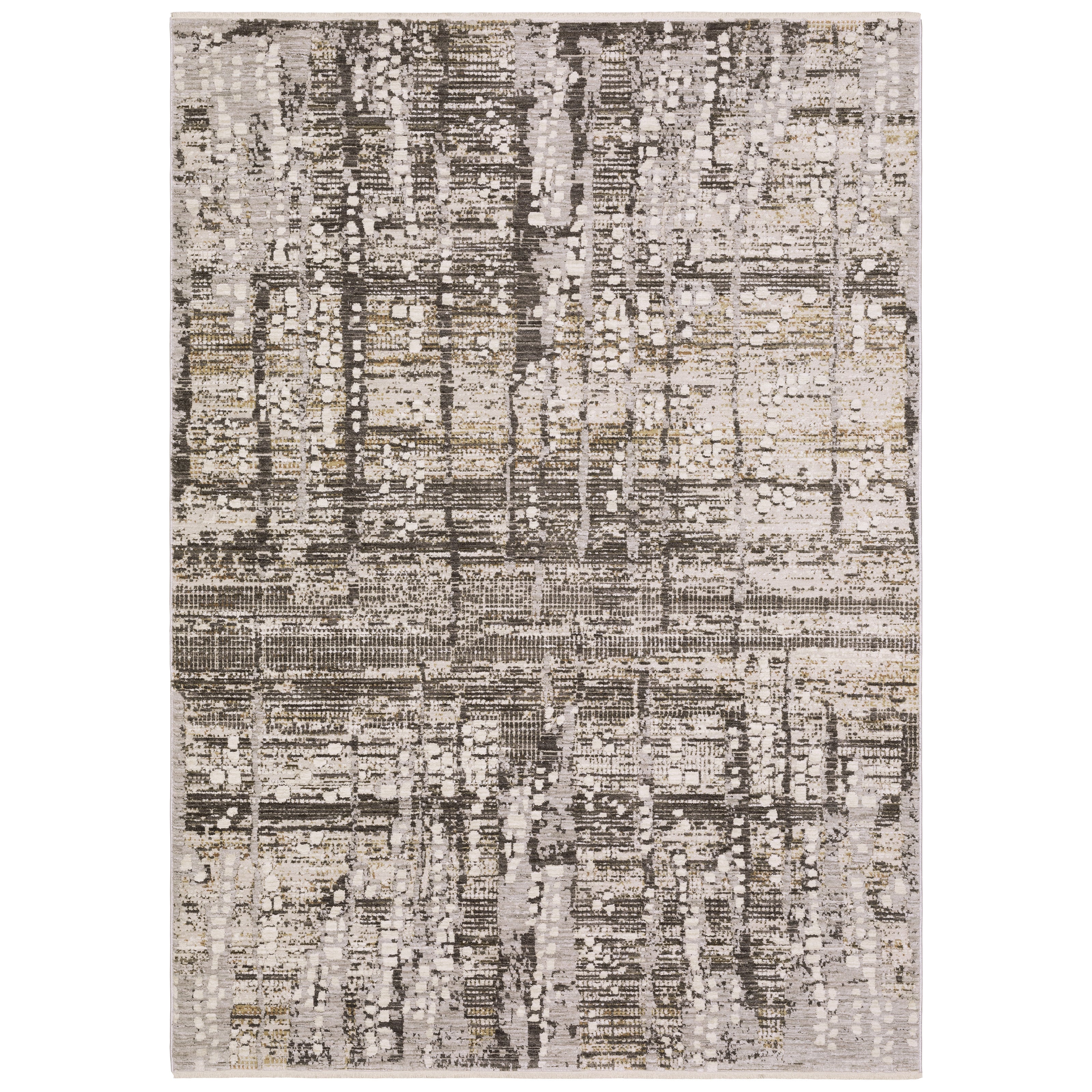 Oriental Weavers Branigan BRG01 soft modern rug featuring abstract pattern in ivory / brown tones