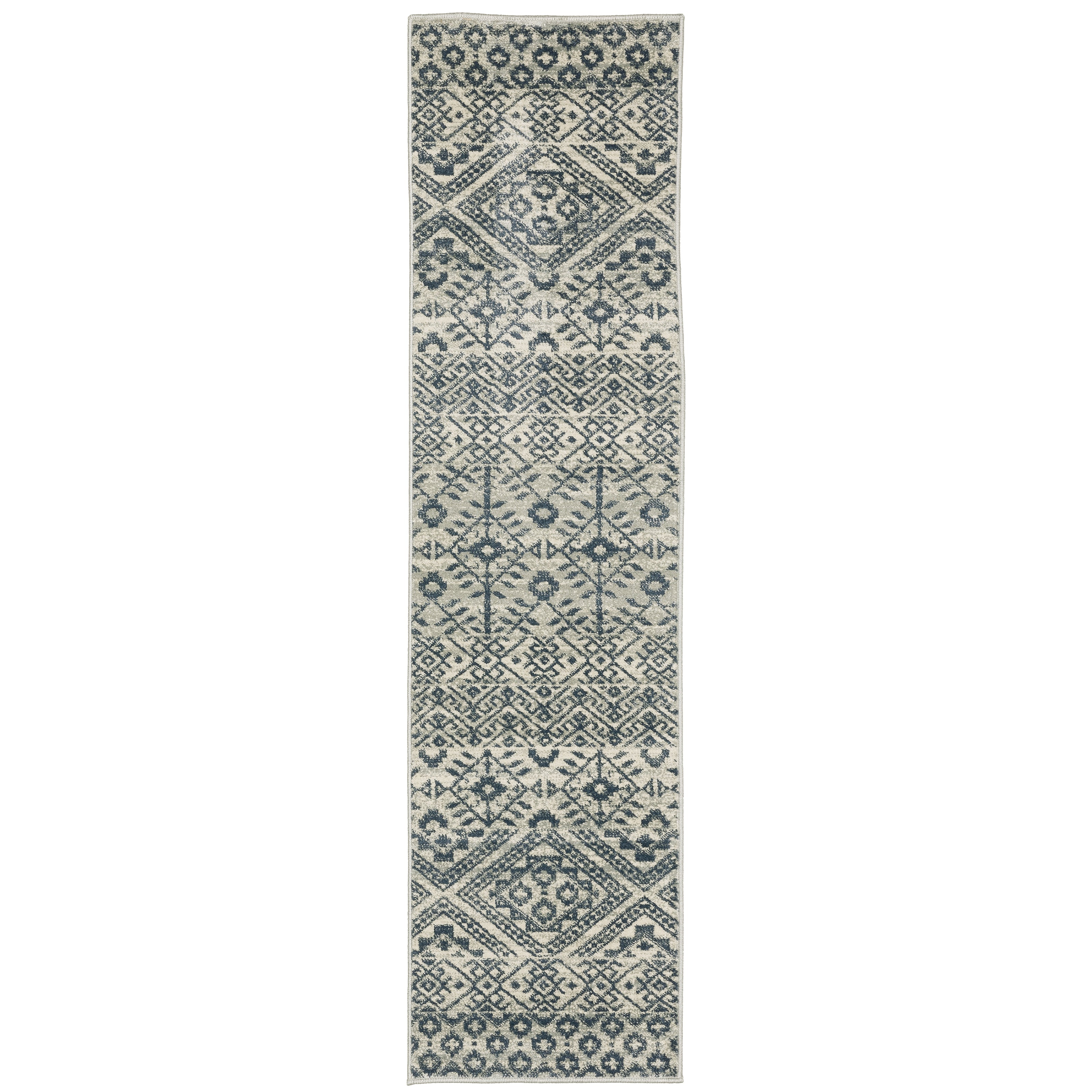 Oriental Weavers Branson BR02A soft transitional rug featuring textured design in blue/ beige tones
