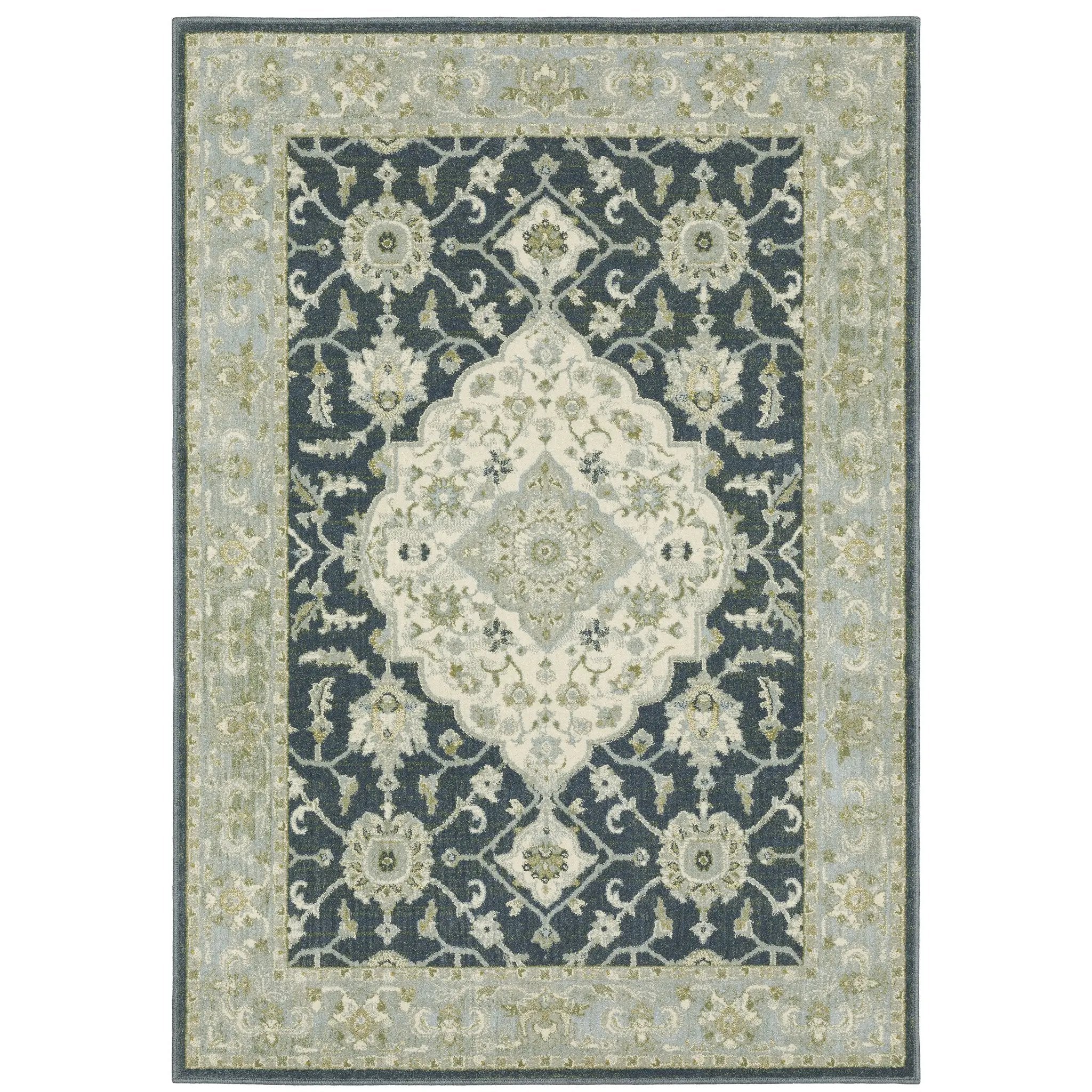 Branson BR05A Teal Blue/ Ivory Area Rug by Oriental Weavers