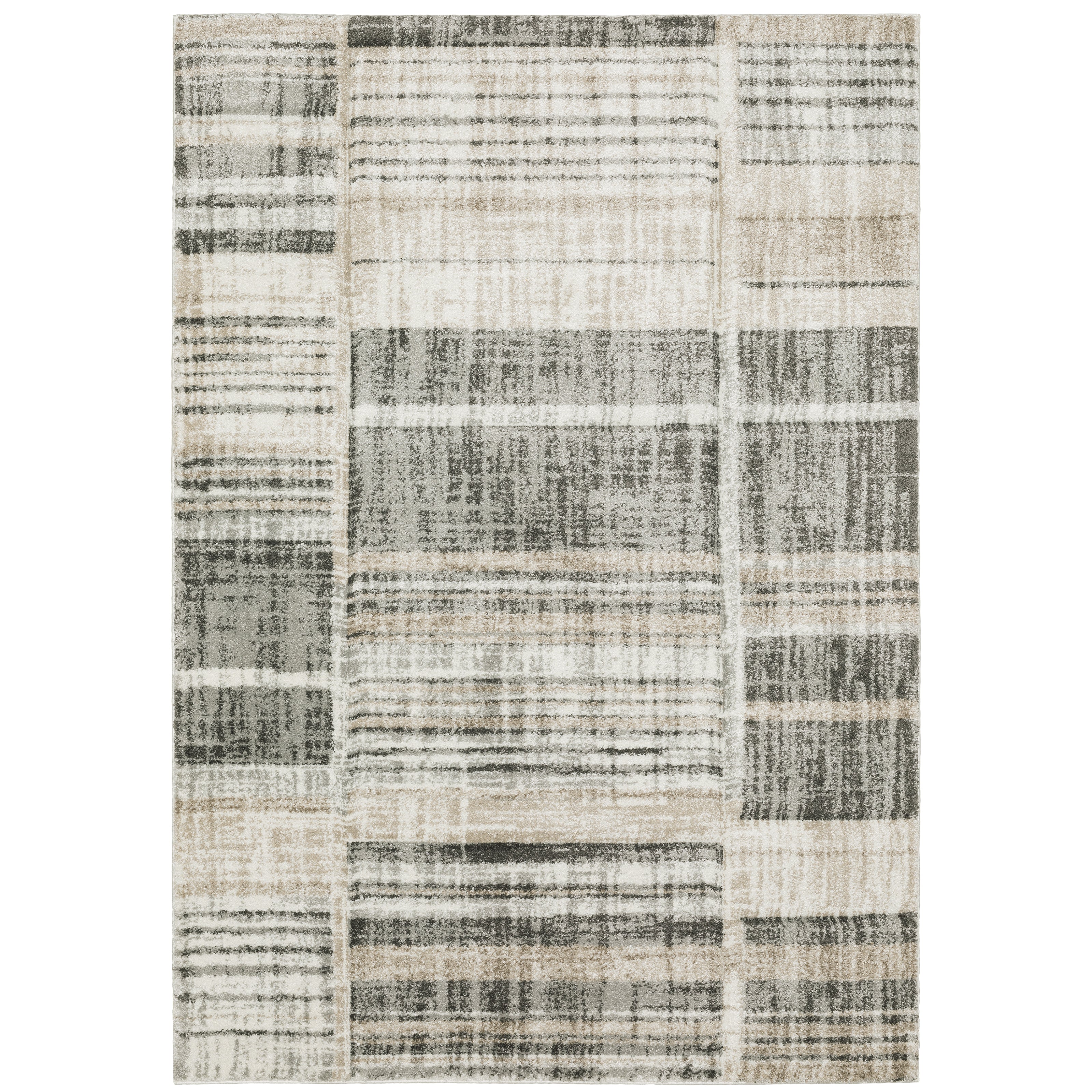 Oriental Weavers Cambria 055X2 plush modern rug featuring abstract pattern in tan/ charcoal tones