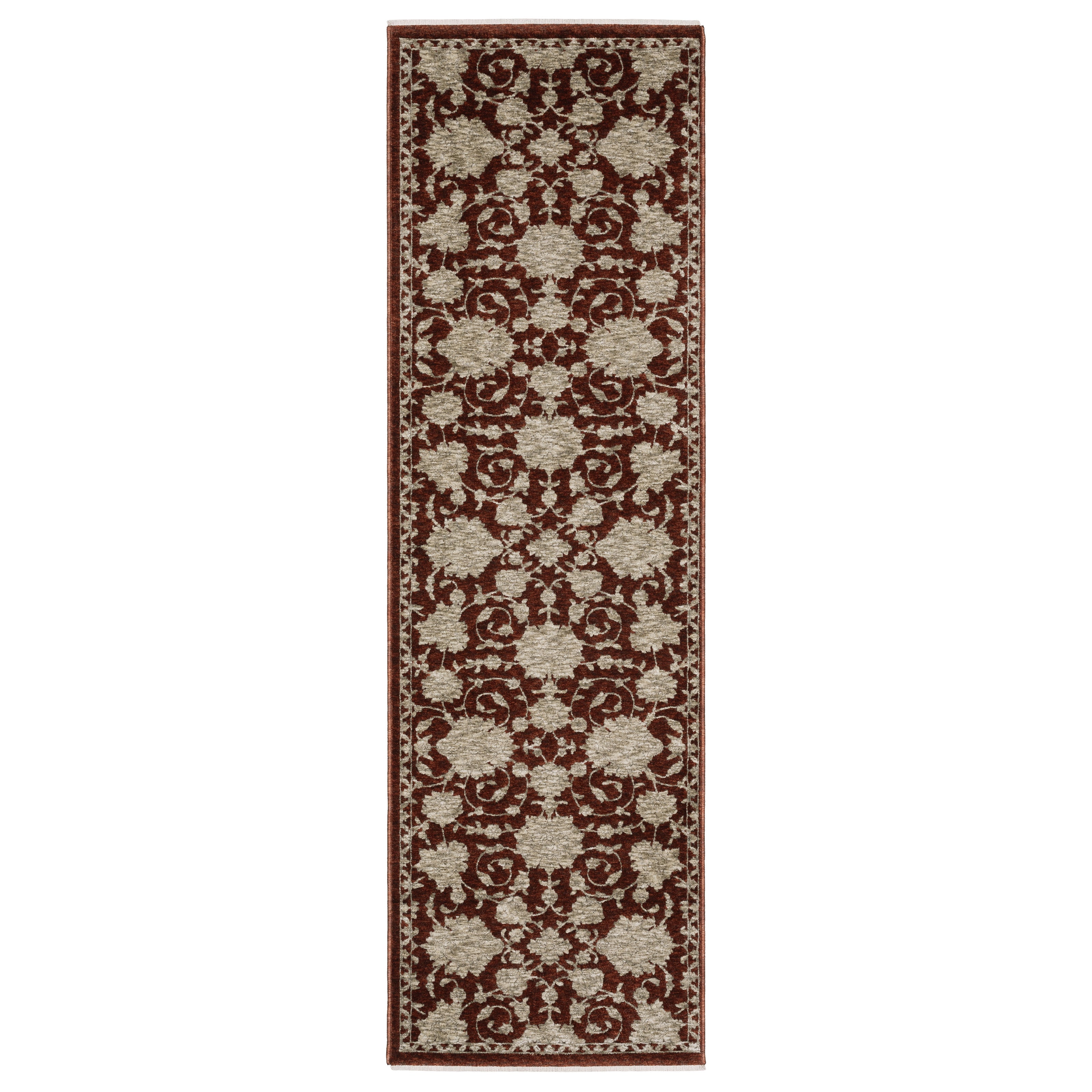 Oriental Weavers Capella CAP08 soft transitional rug featuring textured design in rust red/ beige tones