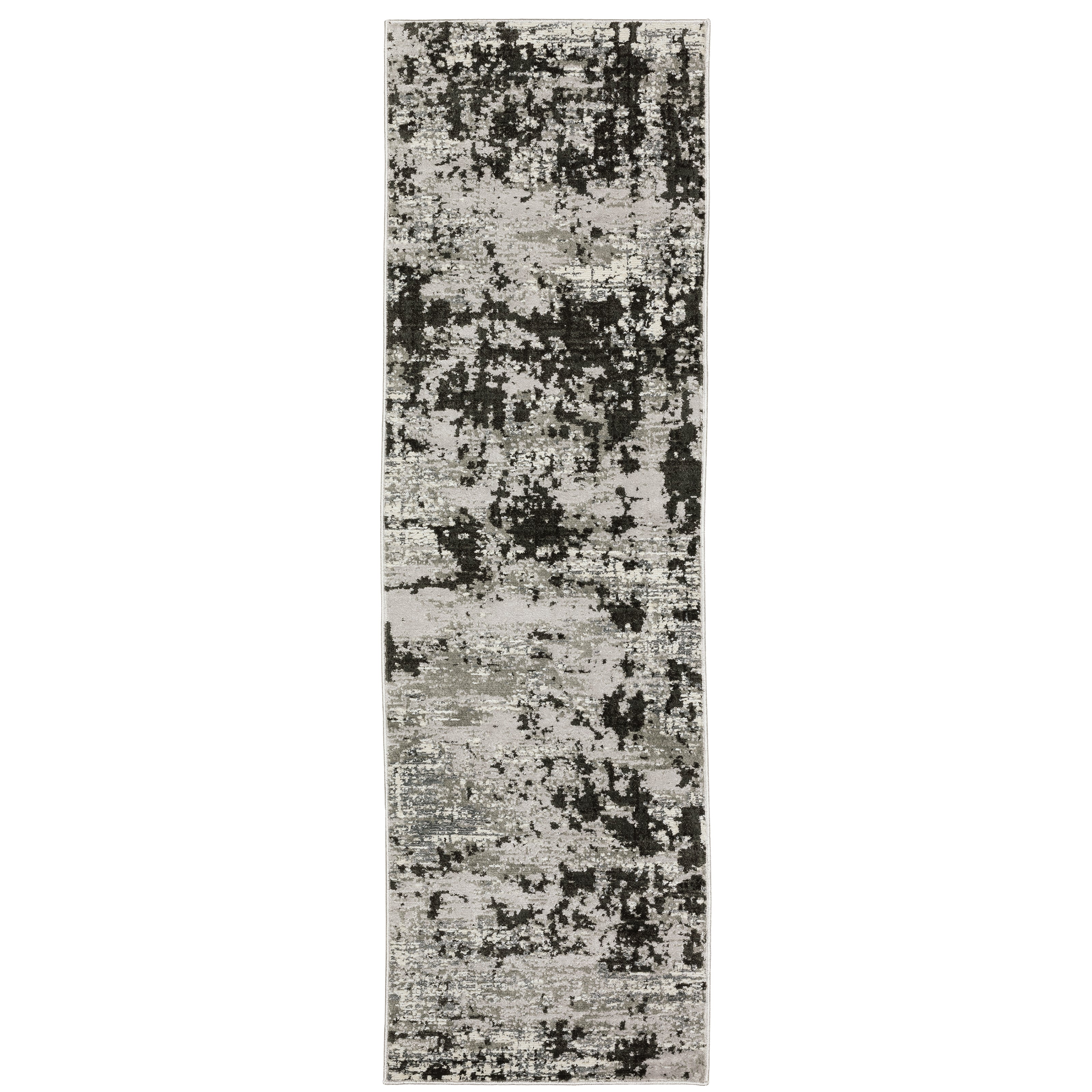 Oriental Weavers Caravan 4153Q soft area rug featuring textured design in grey/ black tones