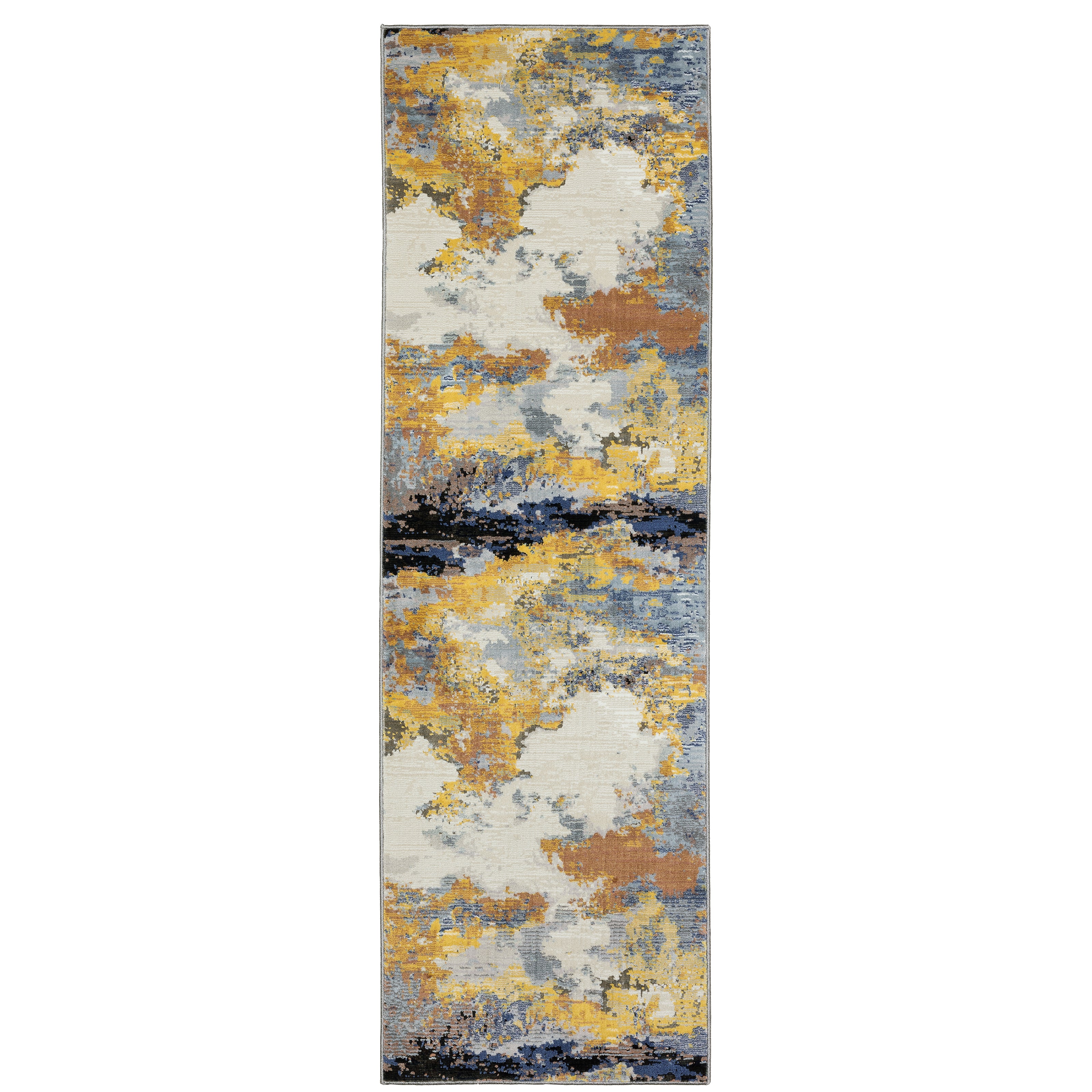 Oriental Weavers Caravan 530V8 soft area rug featuring textured design in yellow/ blue tones