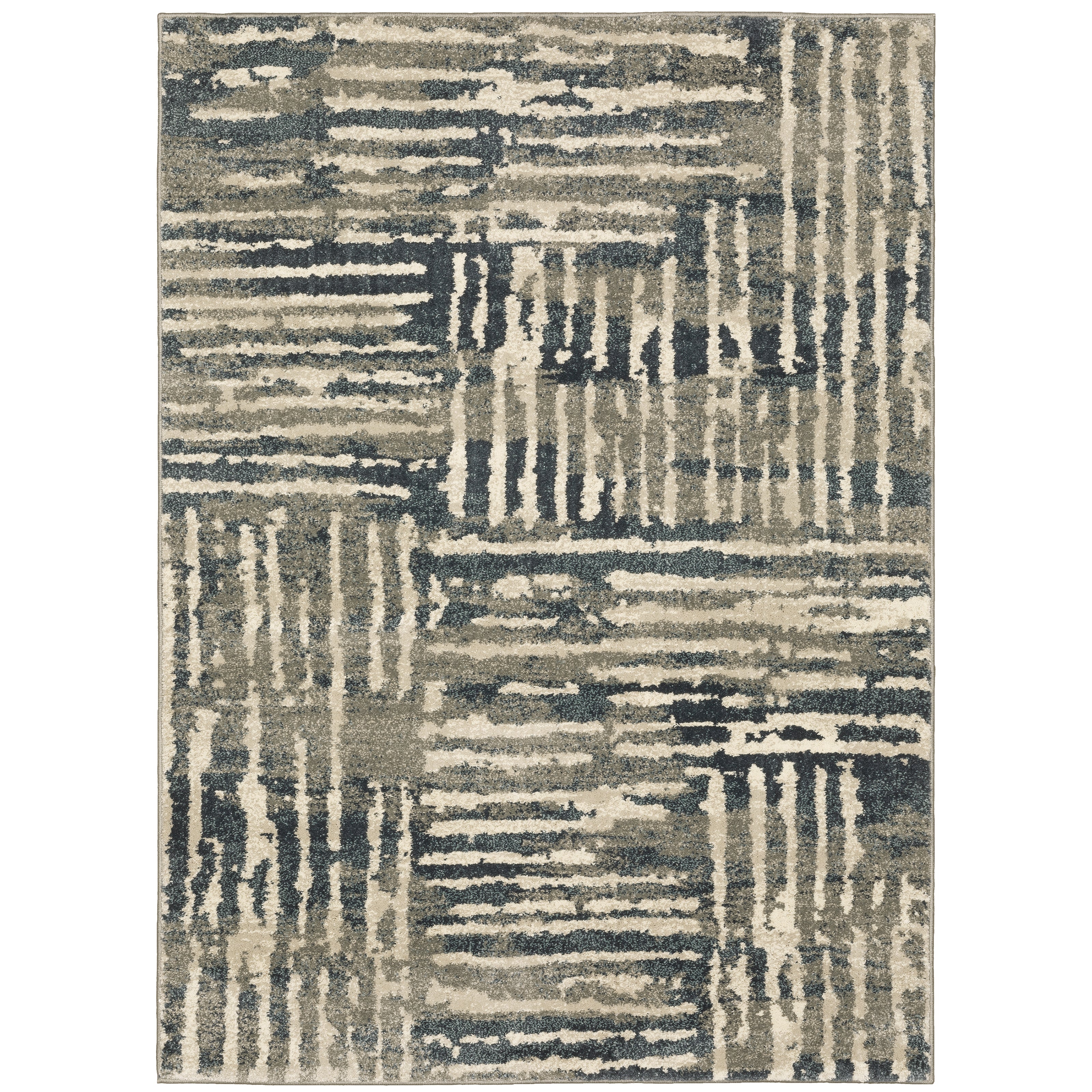 Oriental Weavers Carson 0745C plush modern rug featuring abstract pattern in blue/ beige tones