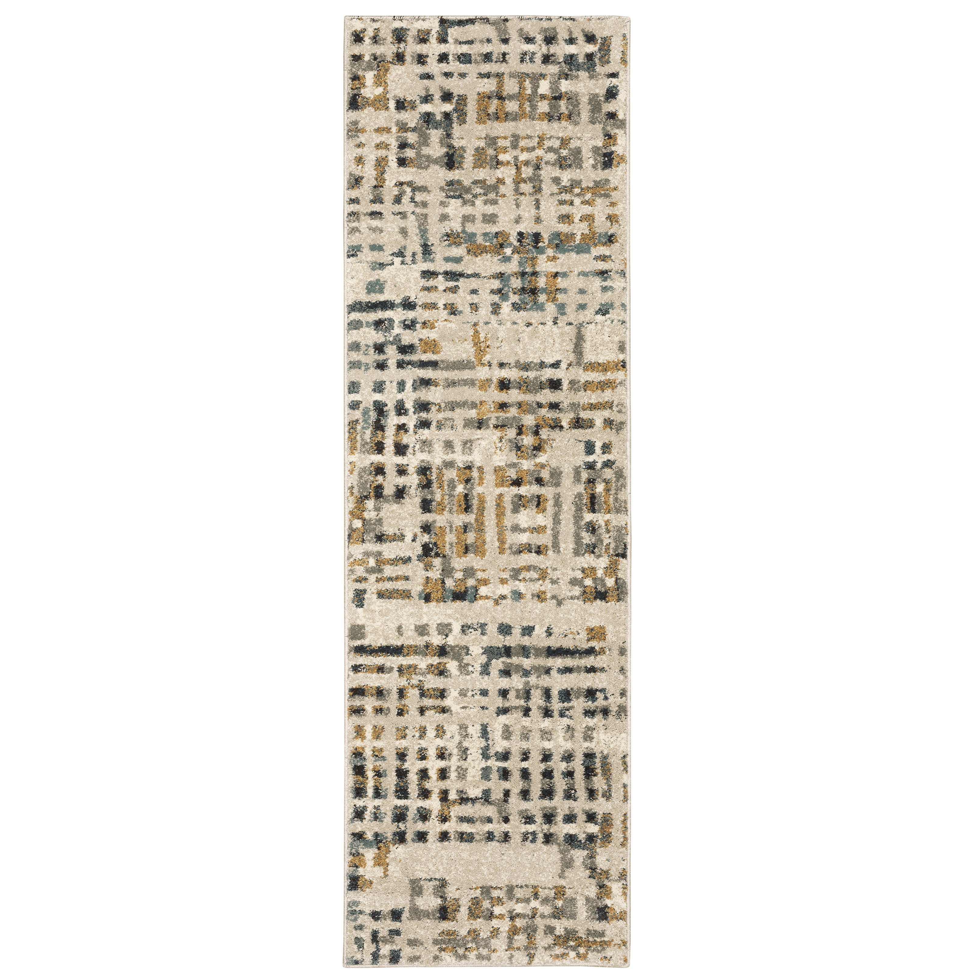 Oriental Weavers Carson 0748F plush modern rug featuring abstract pattern in beige/ grey tones