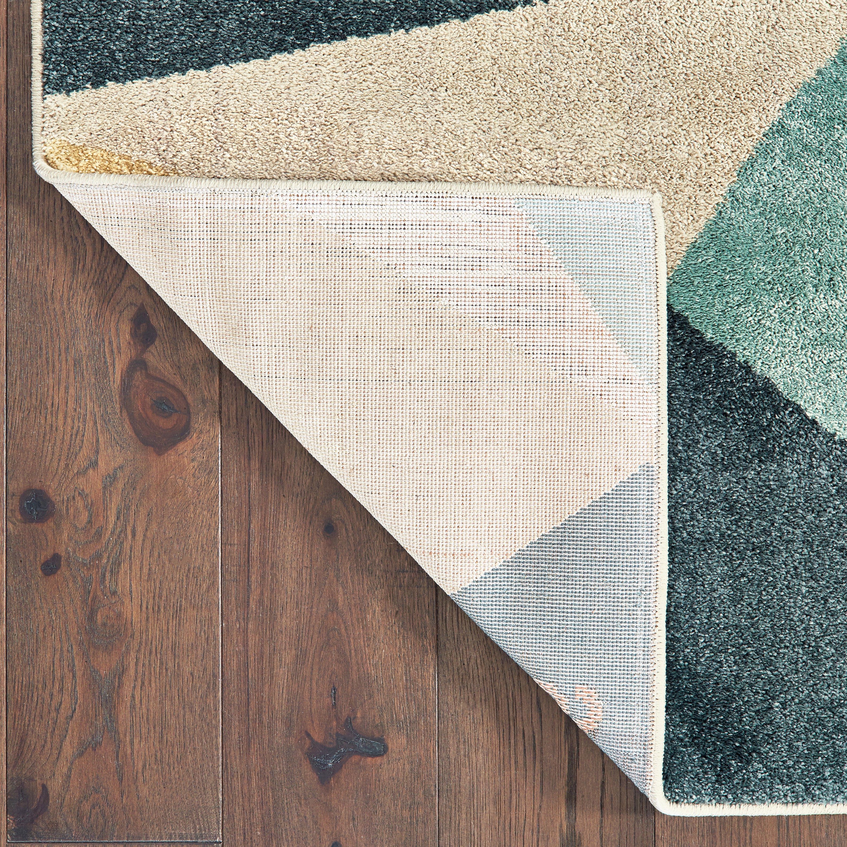 Oriental Weavers Carson 9659B plush modern rug featuring abstract pattern in blue/ orange tones