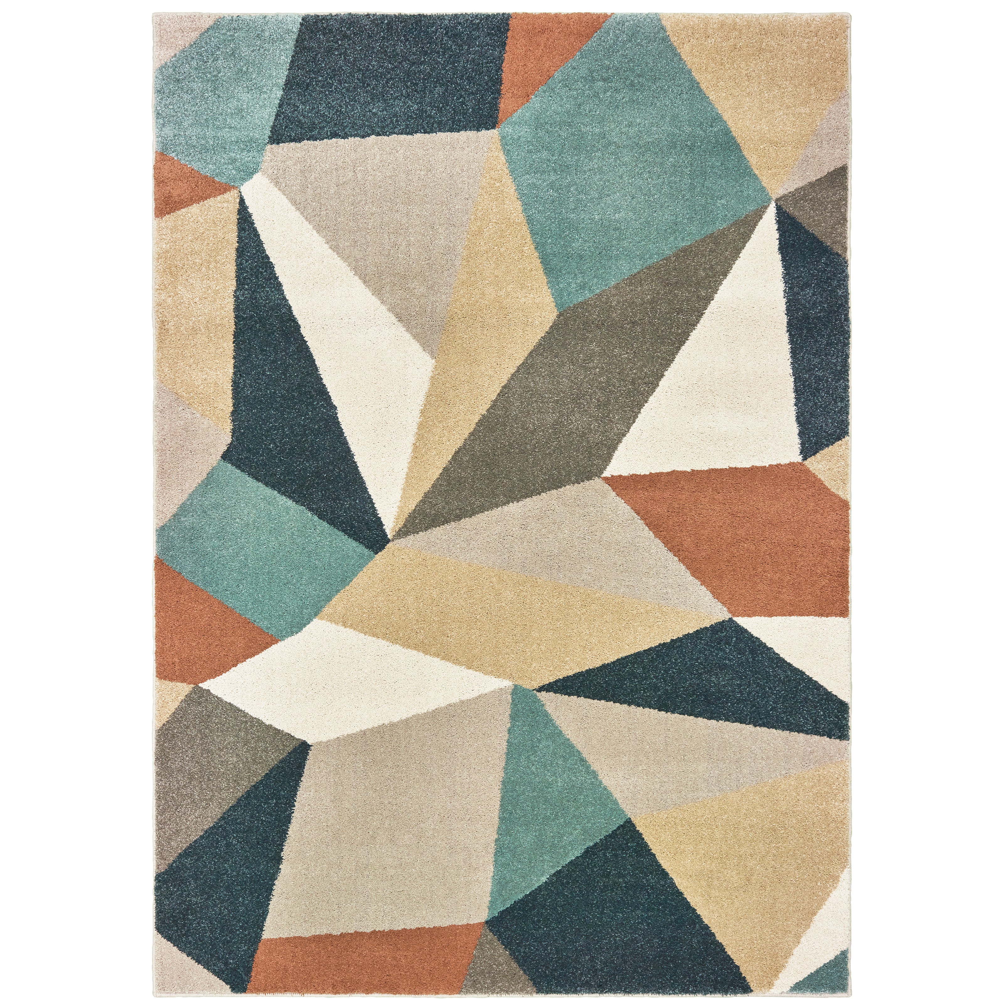 Oriental Weavers Carson 9659B plush modern rug featuring abstract pattern in blue/ orange tones