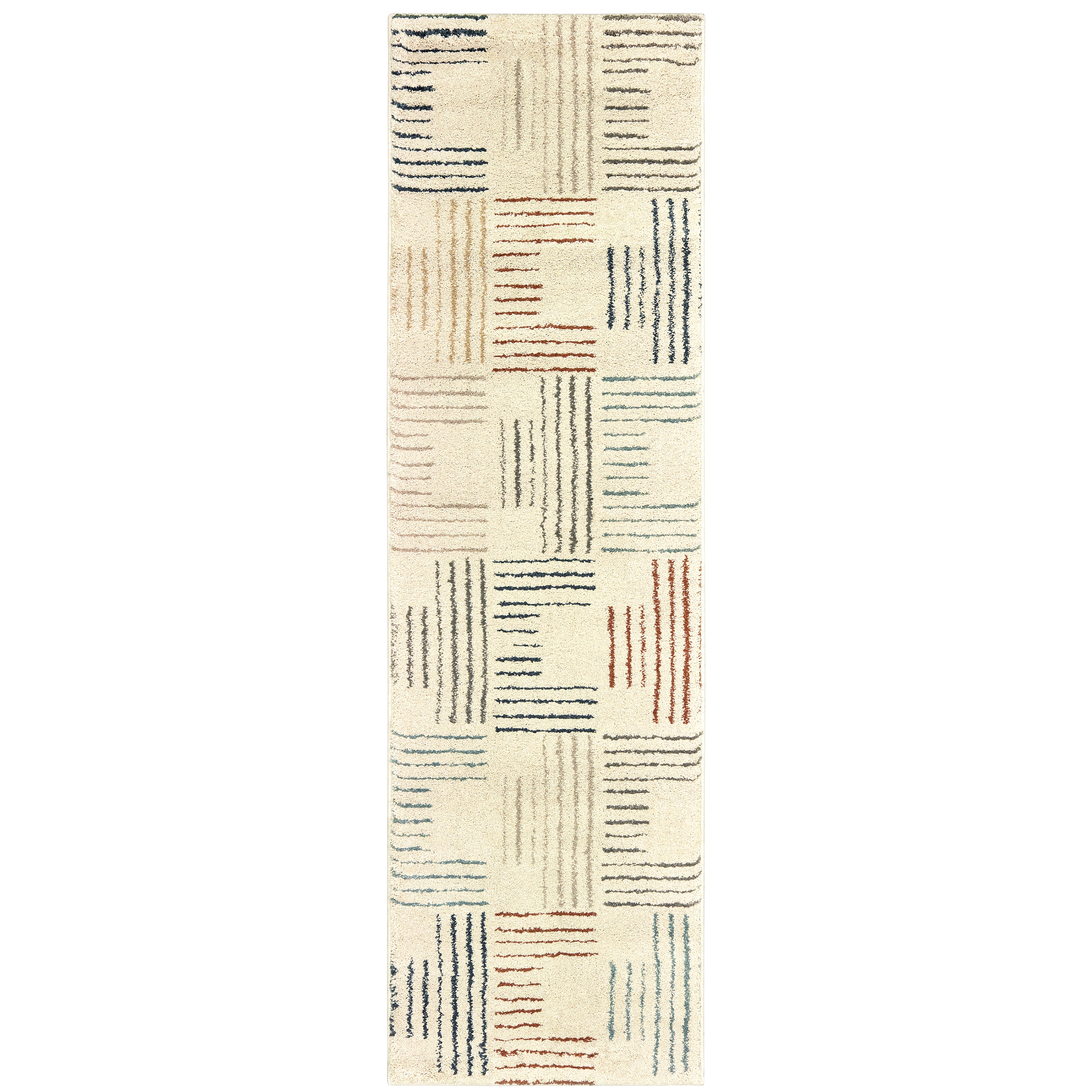 Oriental Weavers Carson 9663A plush modern rug featuring abstract pattern in ivory/ multi tones