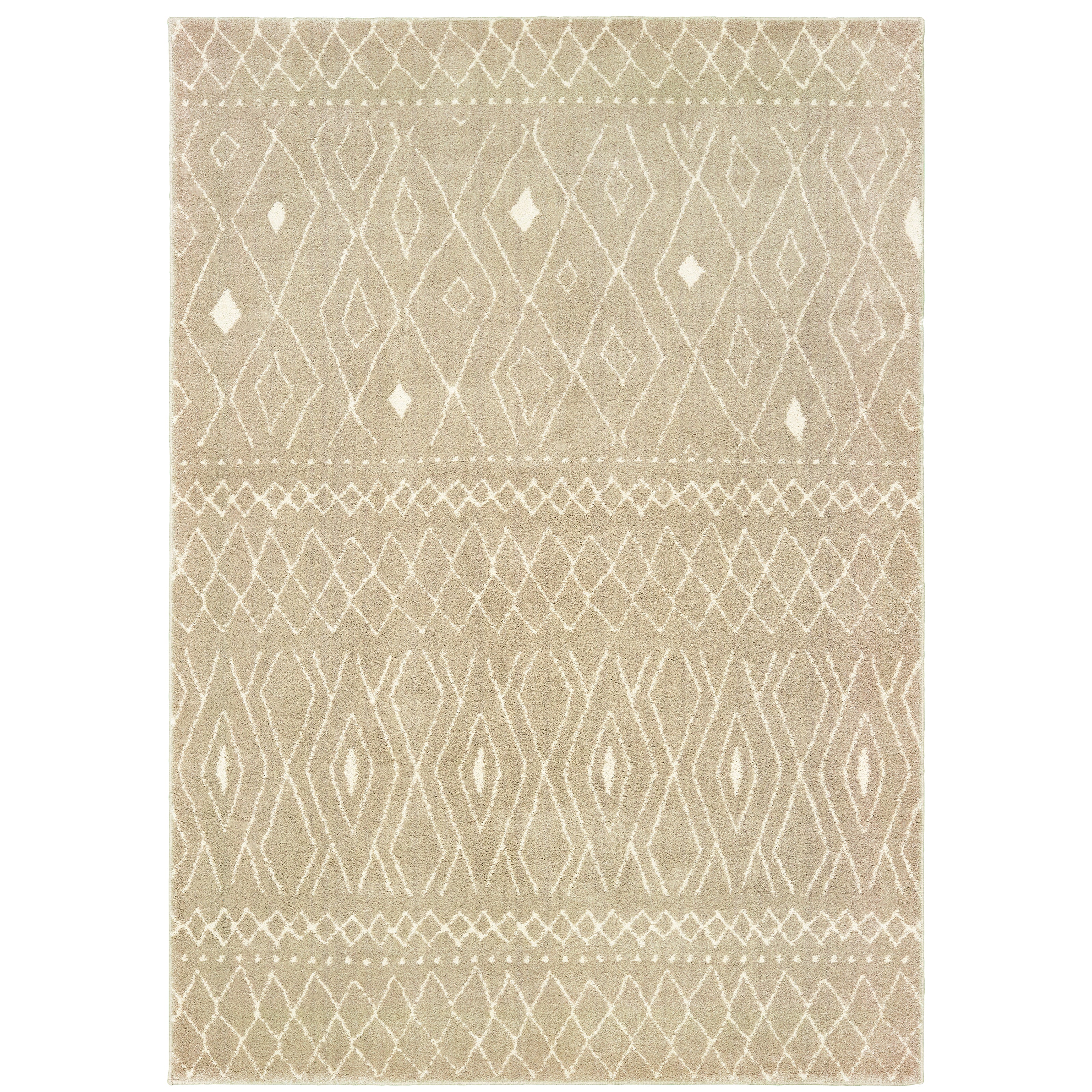 Oriental Weavers Carson 9665B plush modern rug featuring abstract pattern in sand/ ivory tones