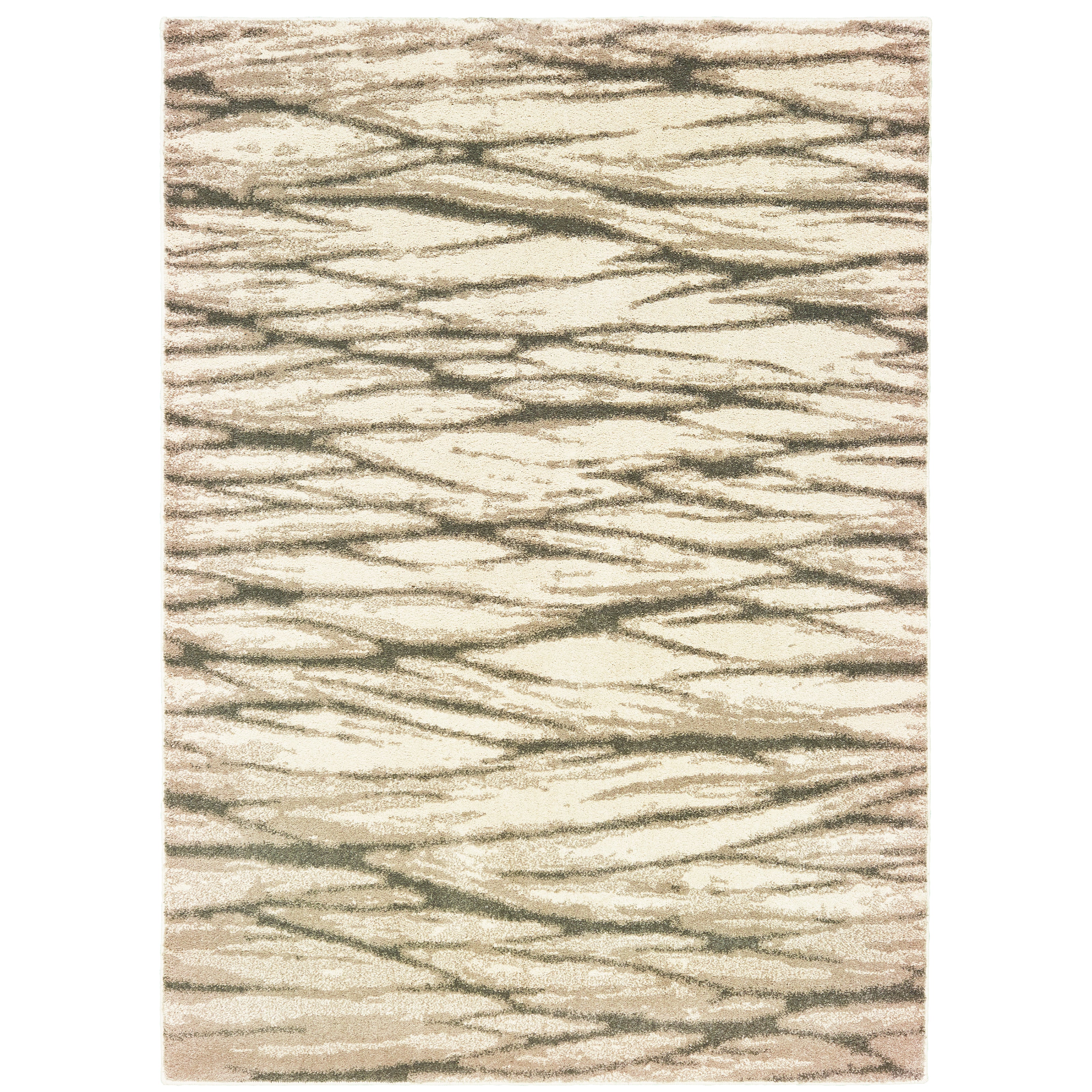 Oriental Weavers Carson 9671C plush modern rug featuring abstract pattern in ivory/ sand tones