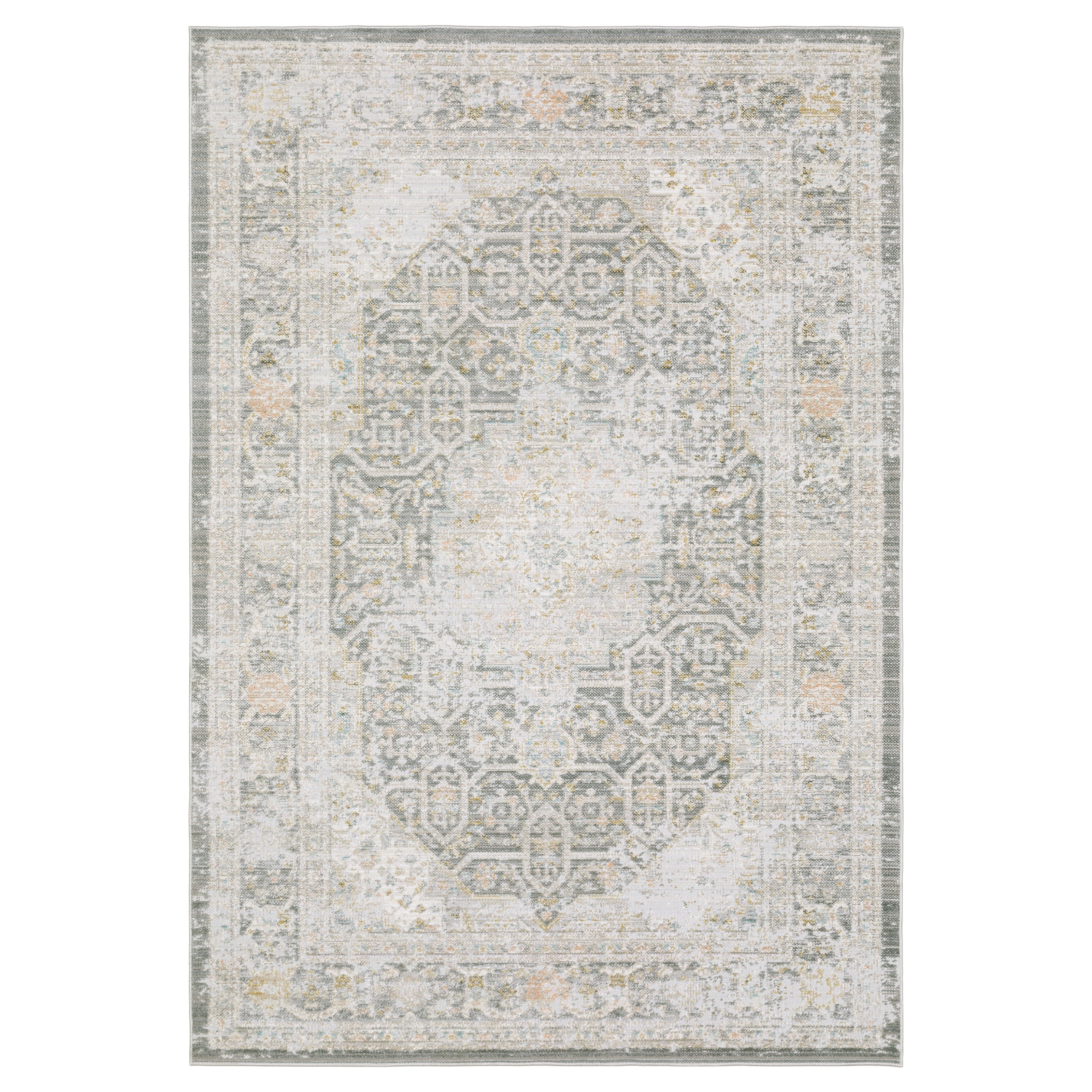 Oriental Weavers Cavett CAV02 soft transitional rug featuring decorative pattern in grey/ orange tones