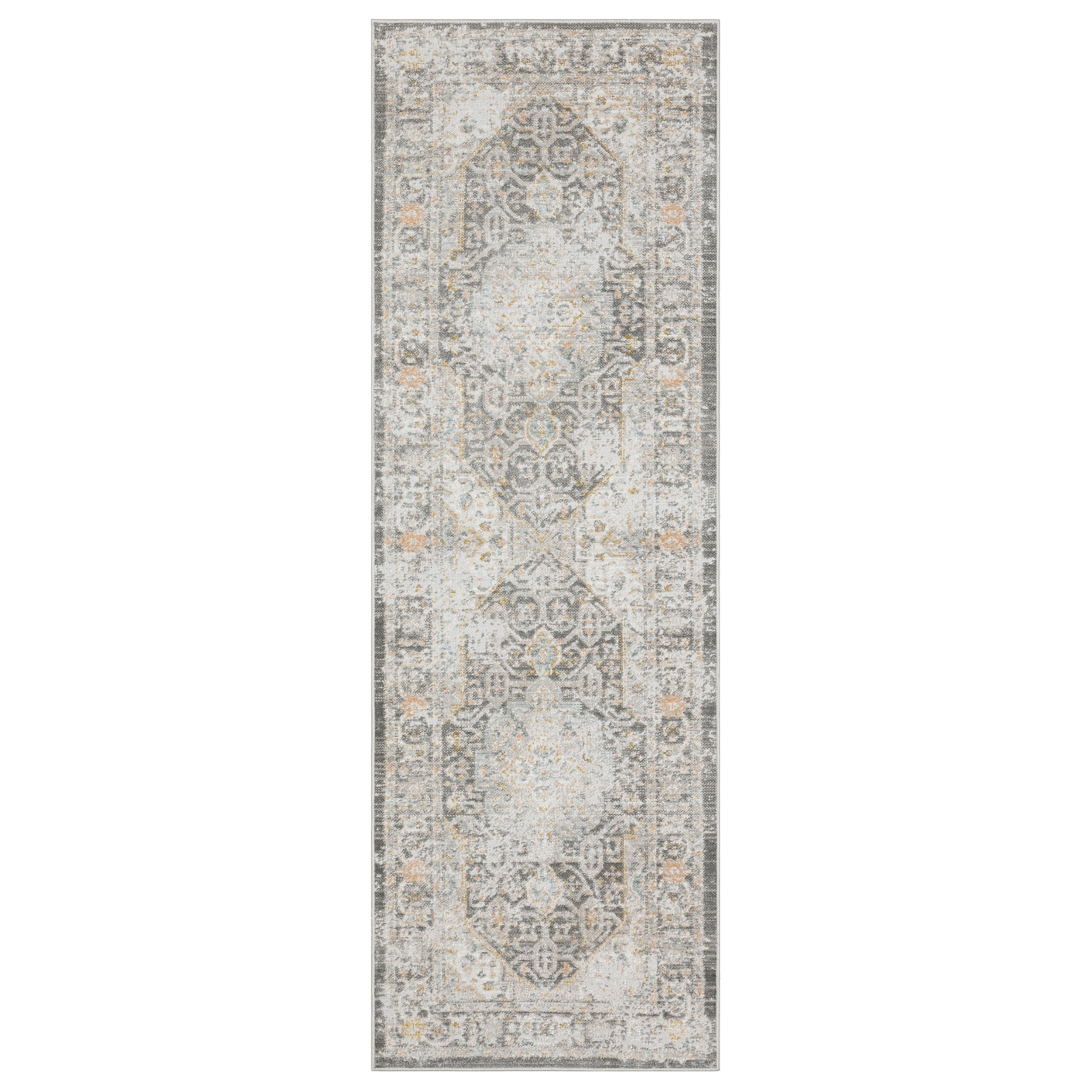 Oriental Weavers Cavett CAV02 soft transitional rug featuring decorative pattern in grey/ orange tones