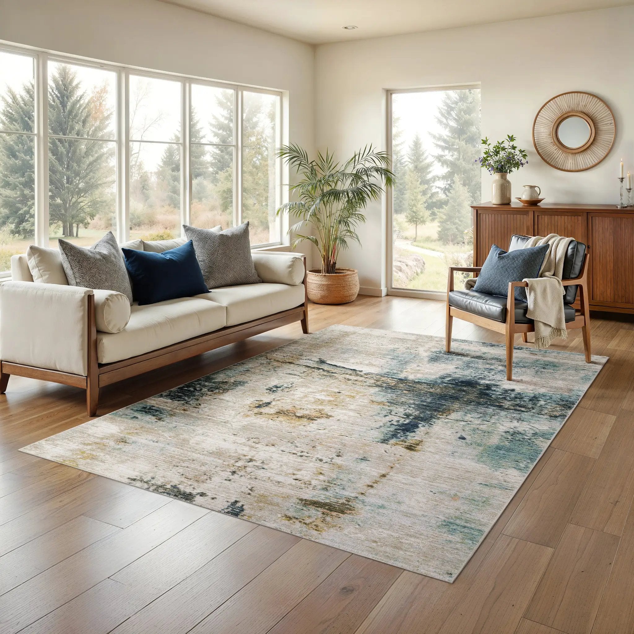 Cavett CAV03 Ivory/ Blue Area Rug by Oriental Weavers