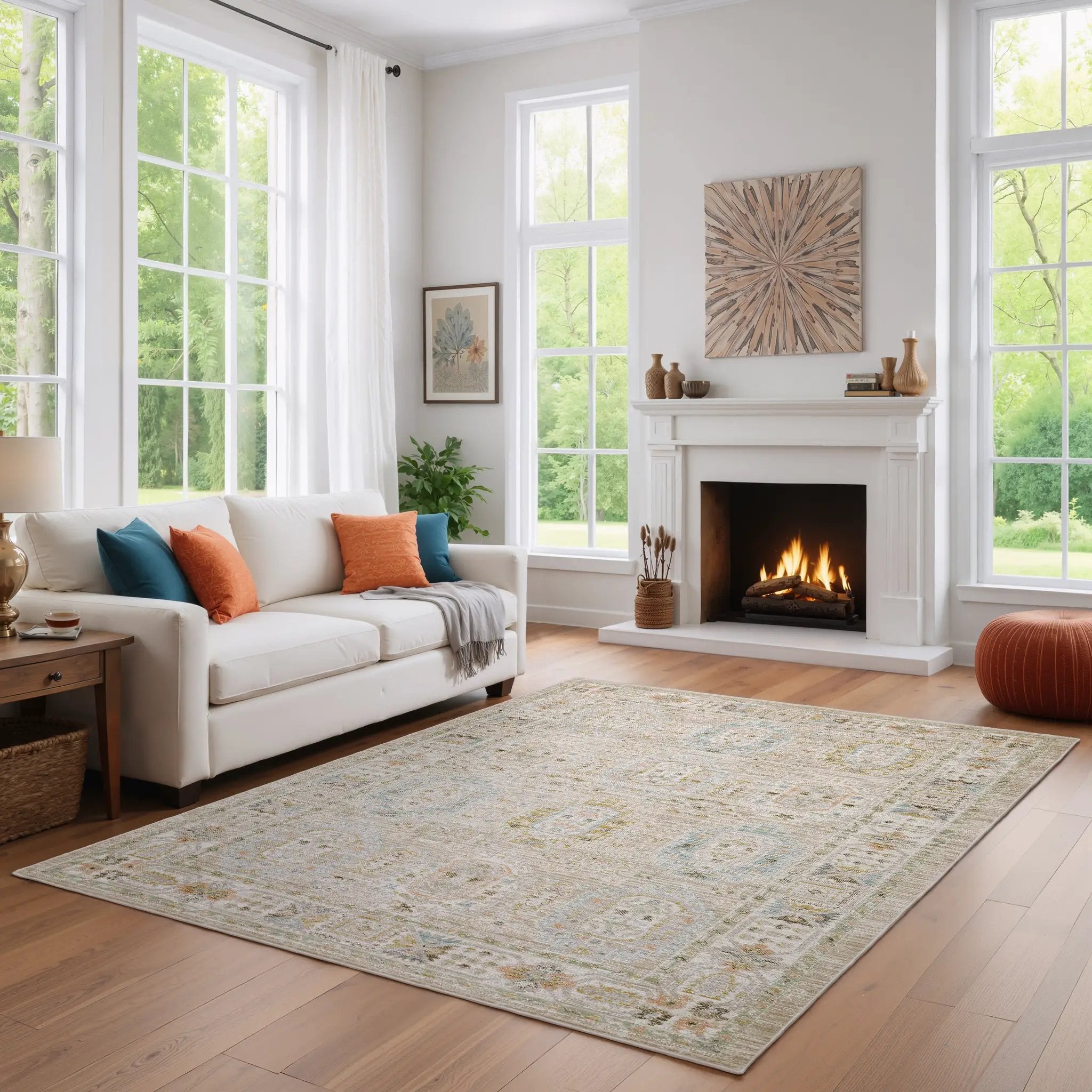 Cavett CAV04 Beige/ Blue Area Rug by Oriental Weavers