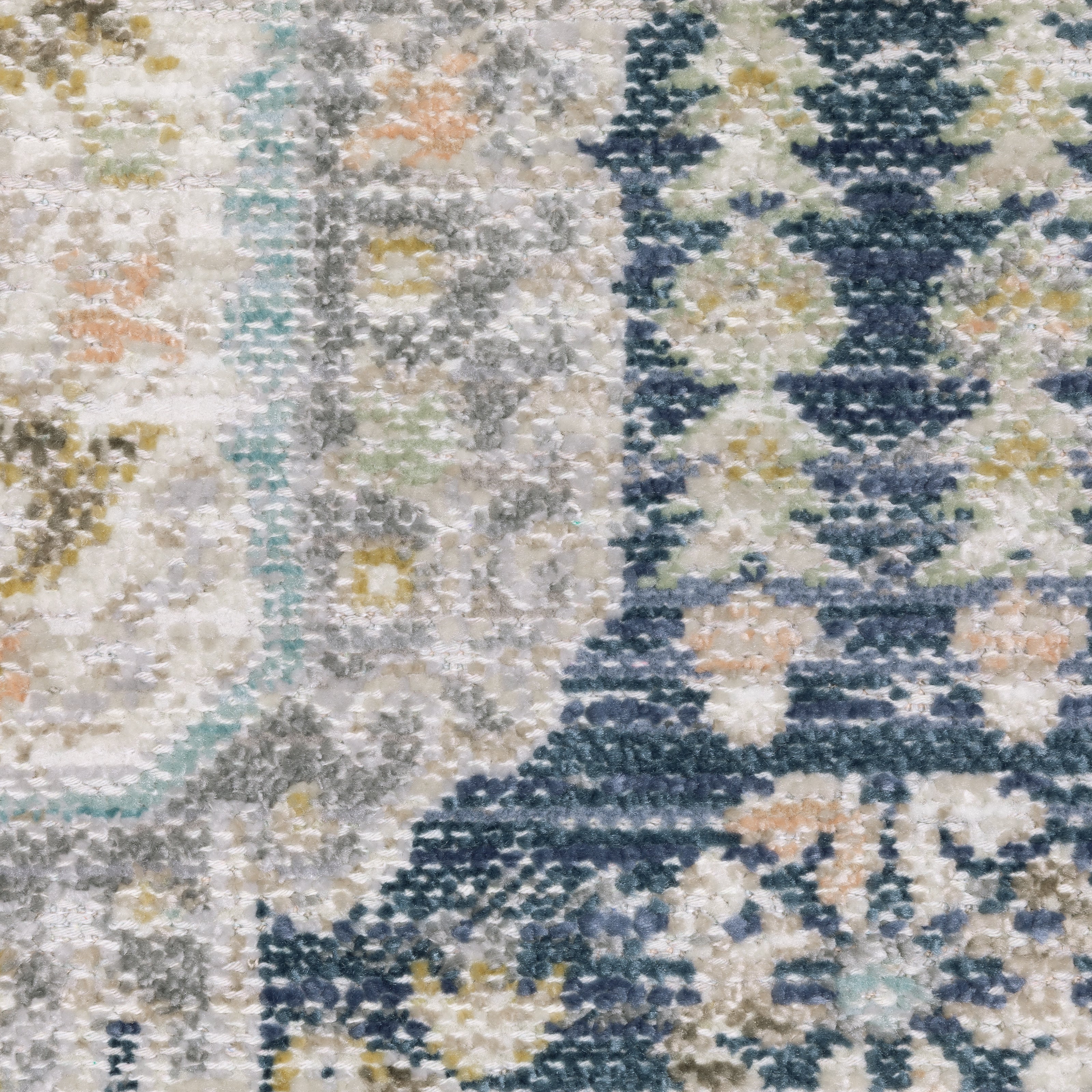 Oriental Weavers Cavett CAV07 soft transitional rug featuring decorative pattern in navy/ ivory tones